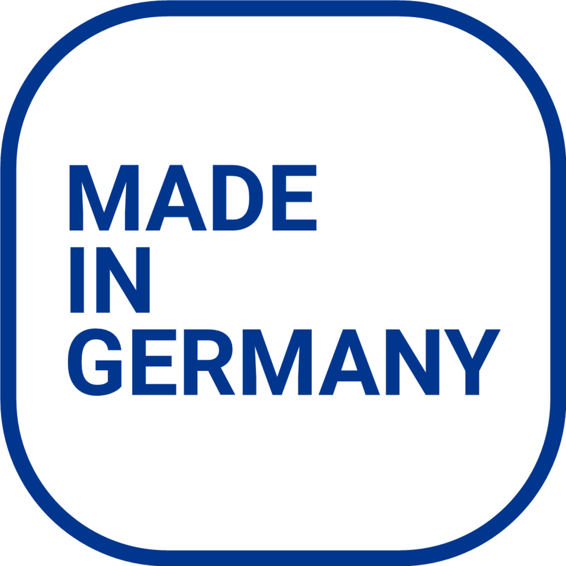 Made in Germany, Logo, Blau, Runde Ecken, Text