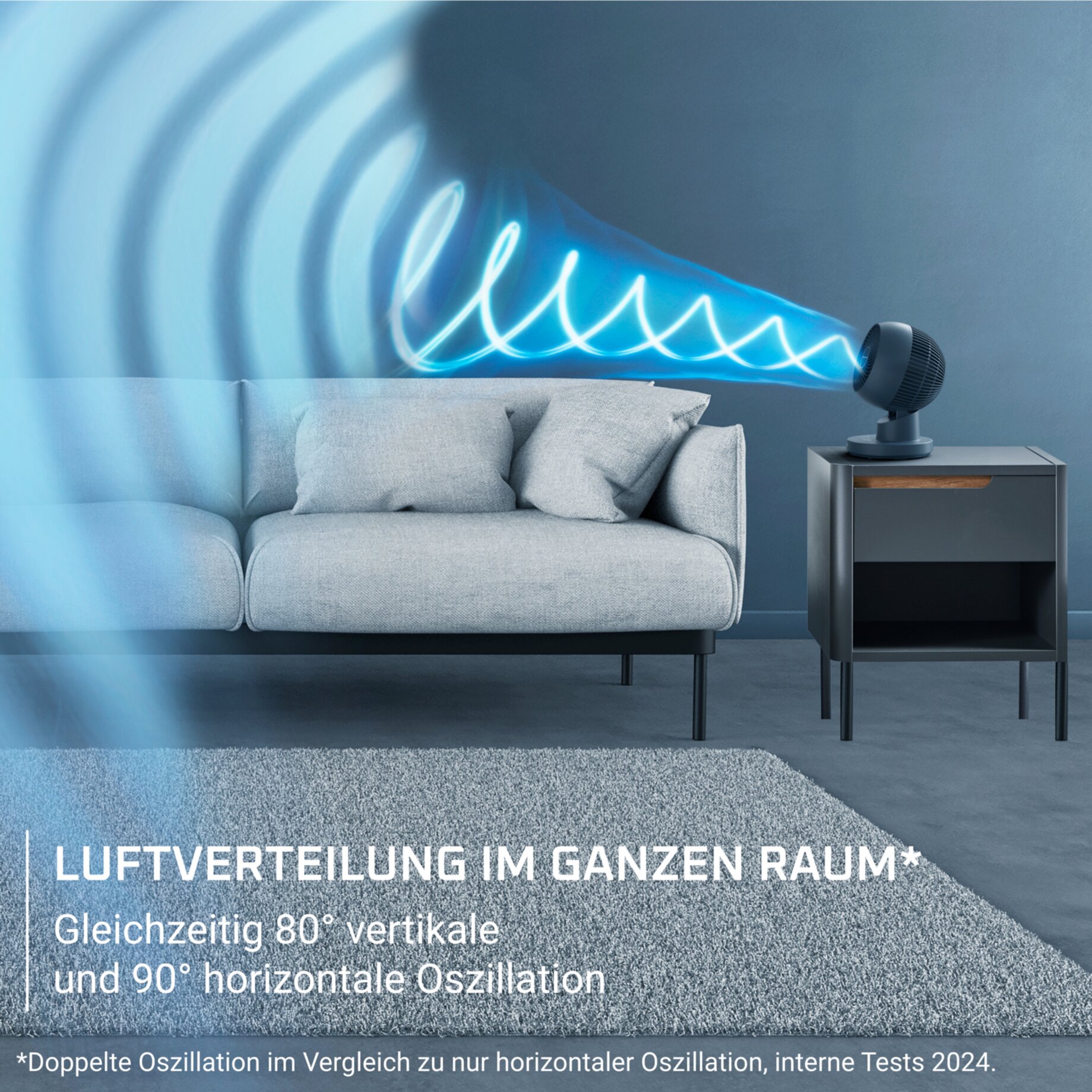 Sofa, Couch, Wohnzimmer, Grau, Oszillationslüfter