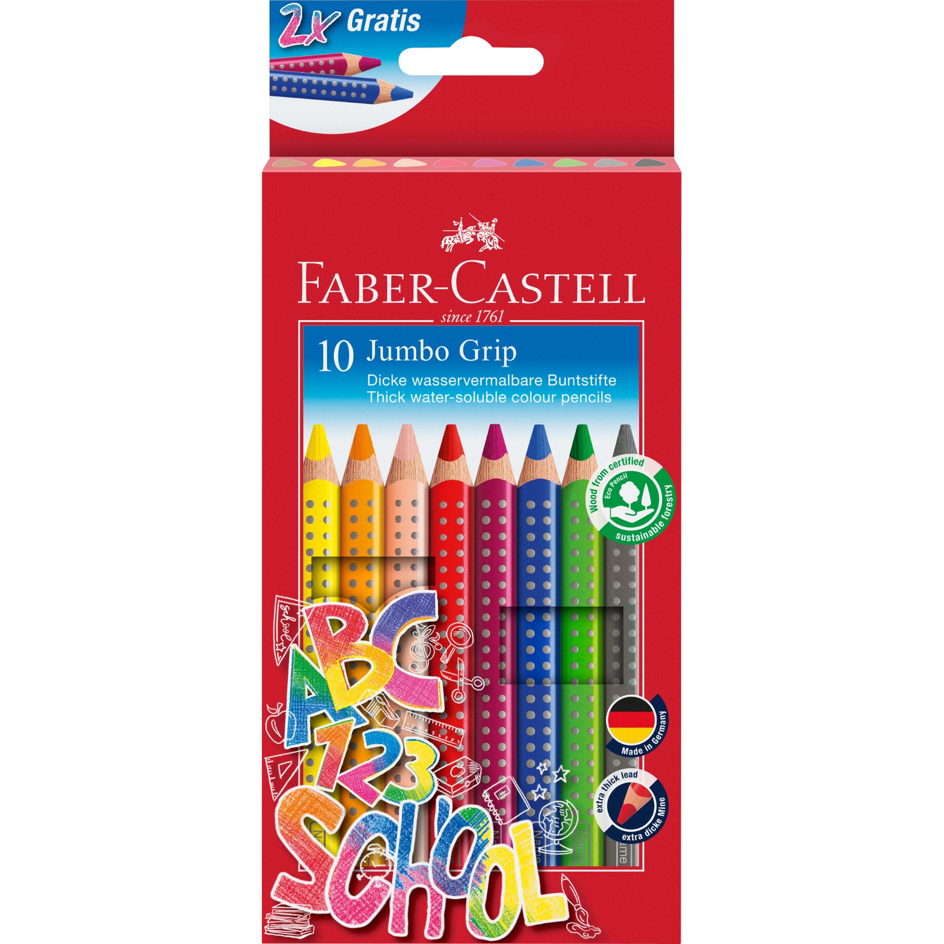 Faber-Castell Jumbo GRIP Promotionetui sort 10St