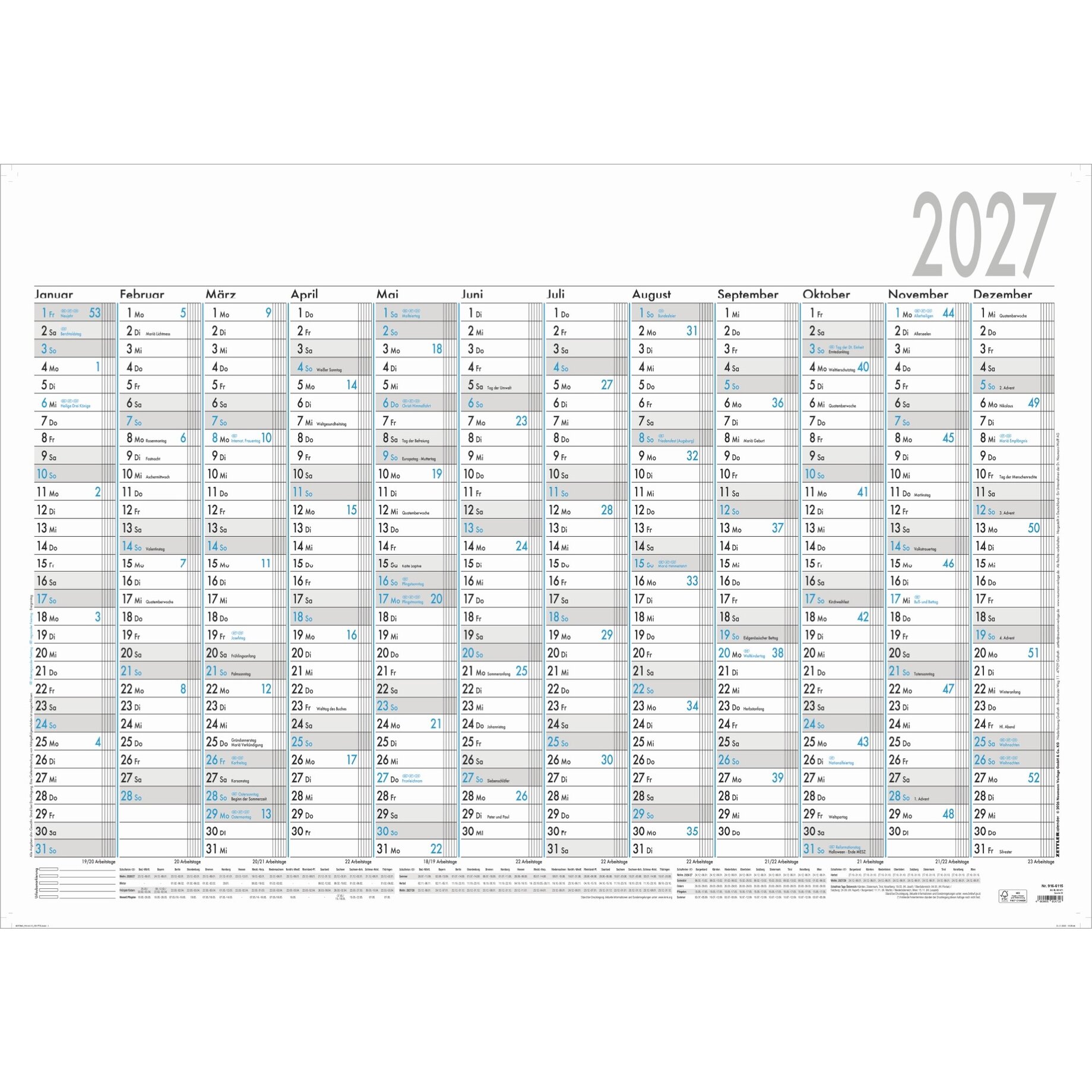 Kalender, Jahreskalender, Wandkalender, Monatskalender, Jahresplaner
