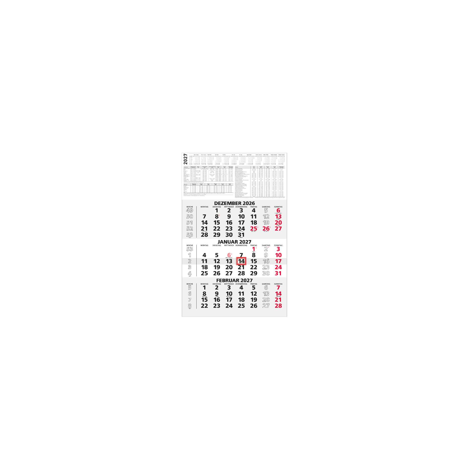 Kalender, Monatskalender, Jahreskalender, Tischkalender, Papierkalender