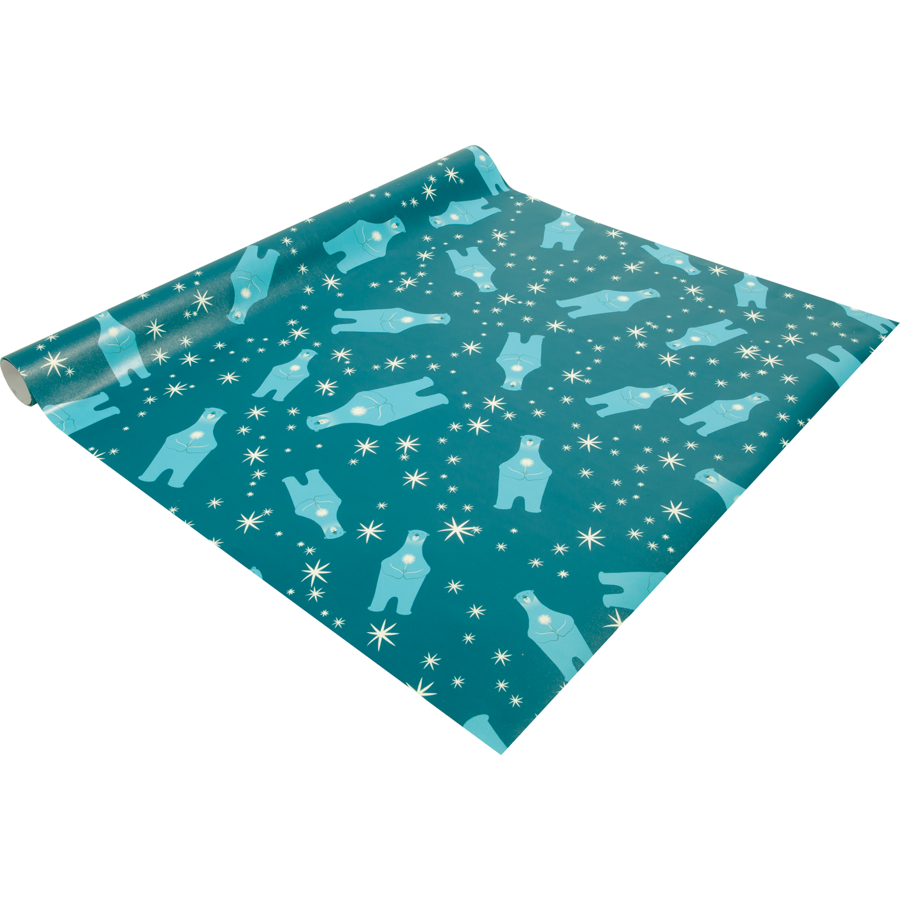 Weihnachts-Geschenkpapier,  Eisbär mit Kerze