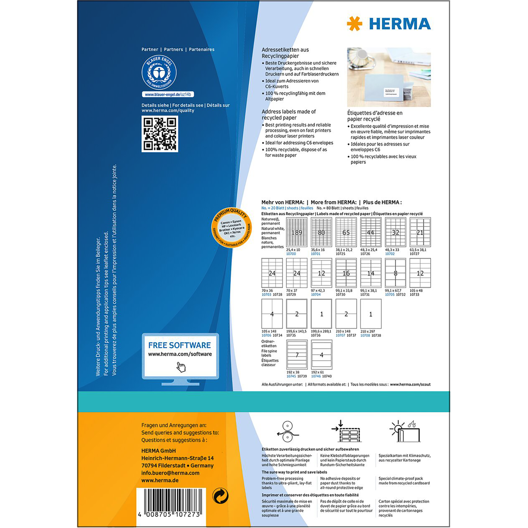 Etikett Recycling, Premium Qualität, PG mit 80 Blatt