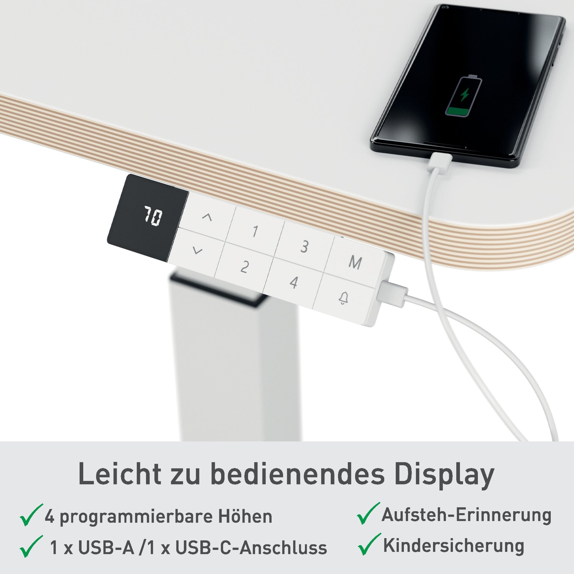 Schreibtisch, Lampe, Anzeige, USB, Ladestation