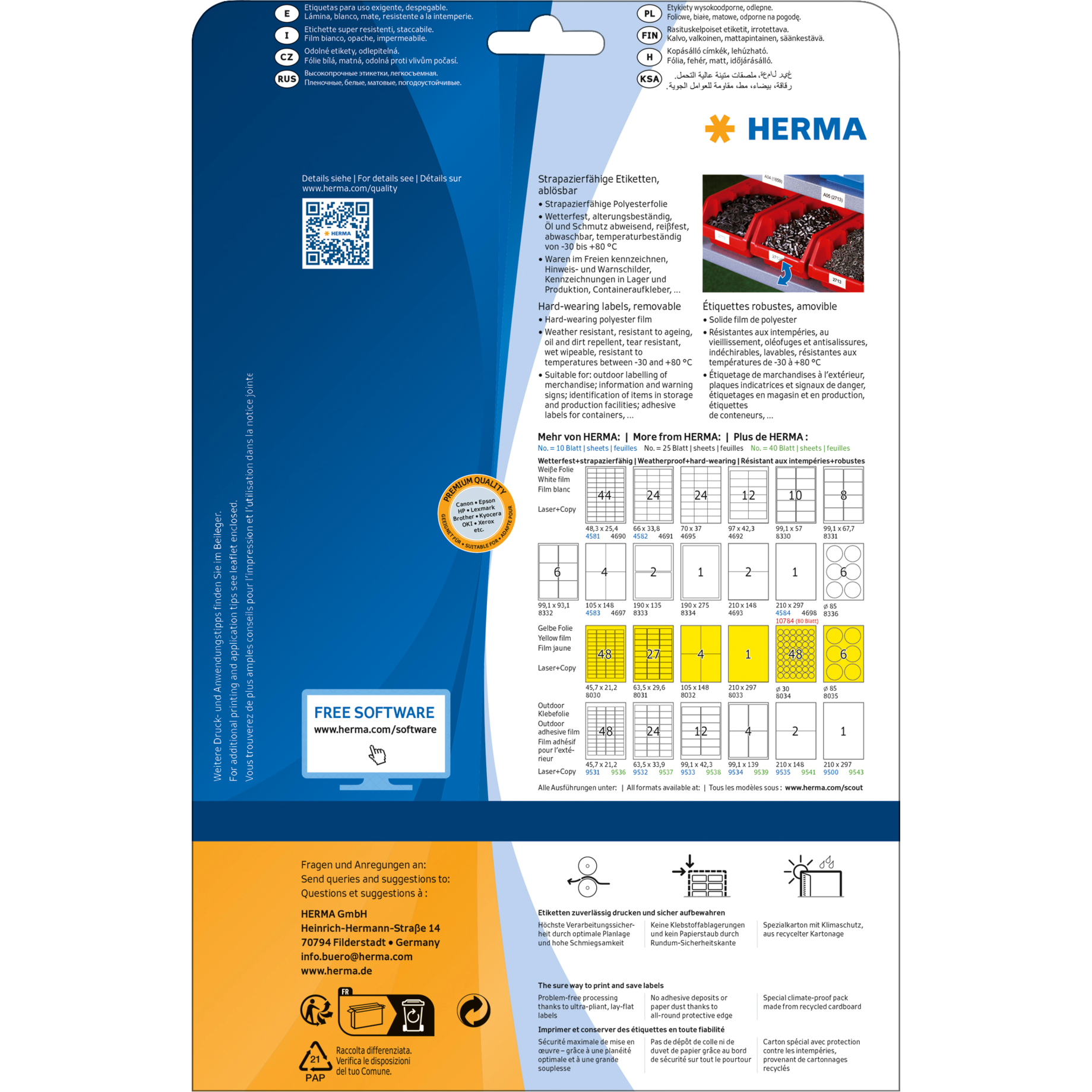 Folien-Etikett wetterfest, ablösbar