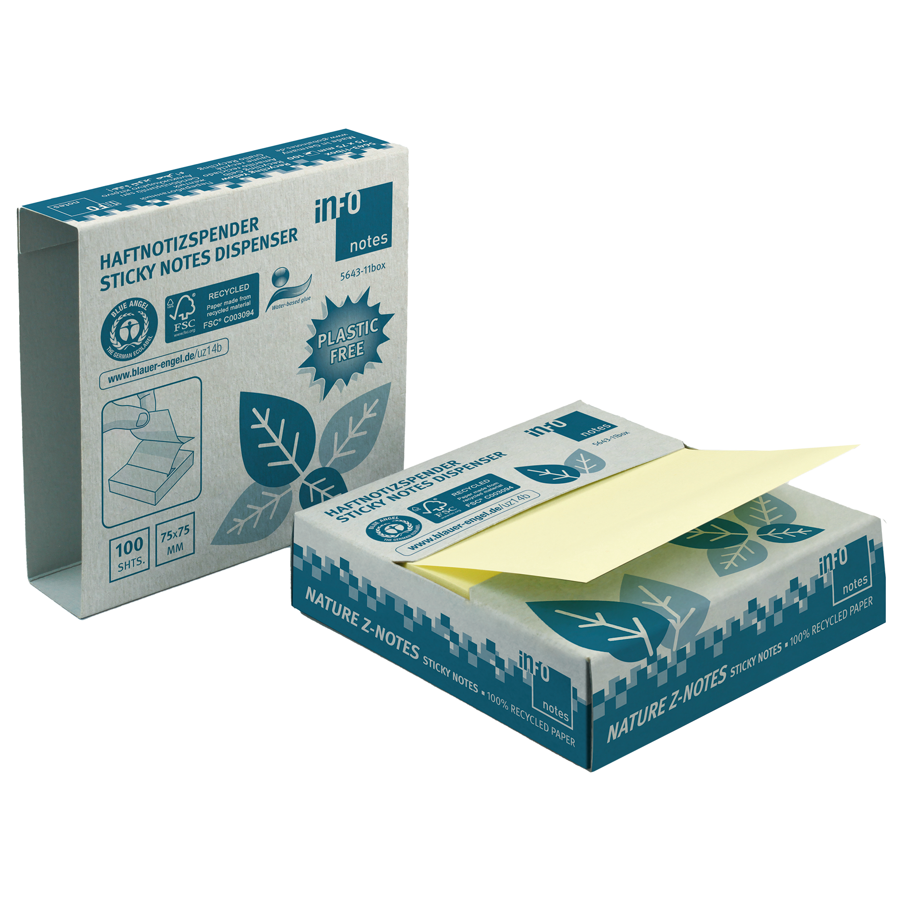 Haftnotiz Nature Z-Notes im Kartonspender
