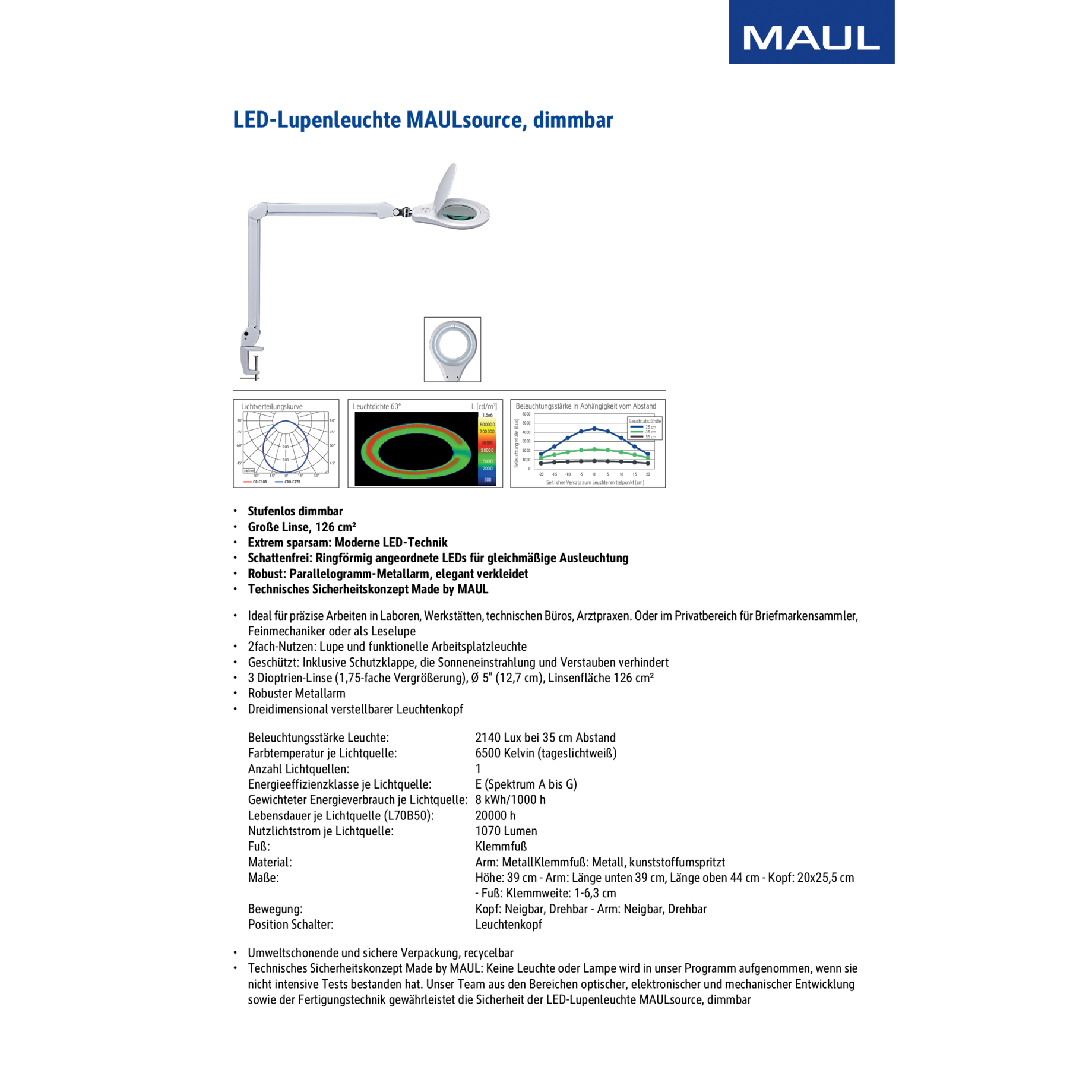 LED-Lupenleuchte MAULsource, dimmbar