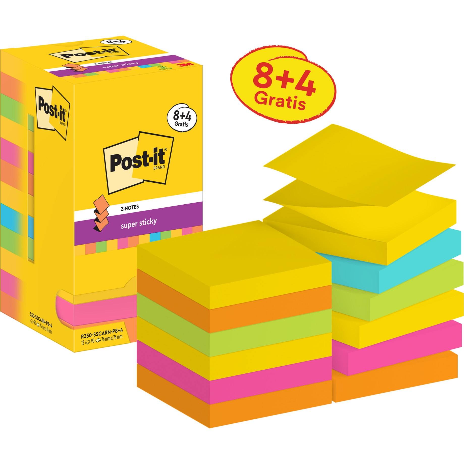 Super Sticky Z-Notes Promotion Carnival Collection 8+4