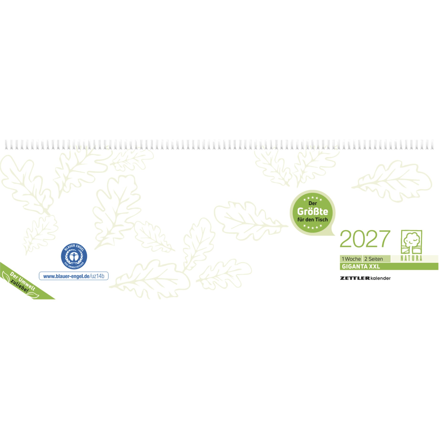 Kalender, Spiralblock, Tischkalender, Jahreskalender, Naturblatt-Design