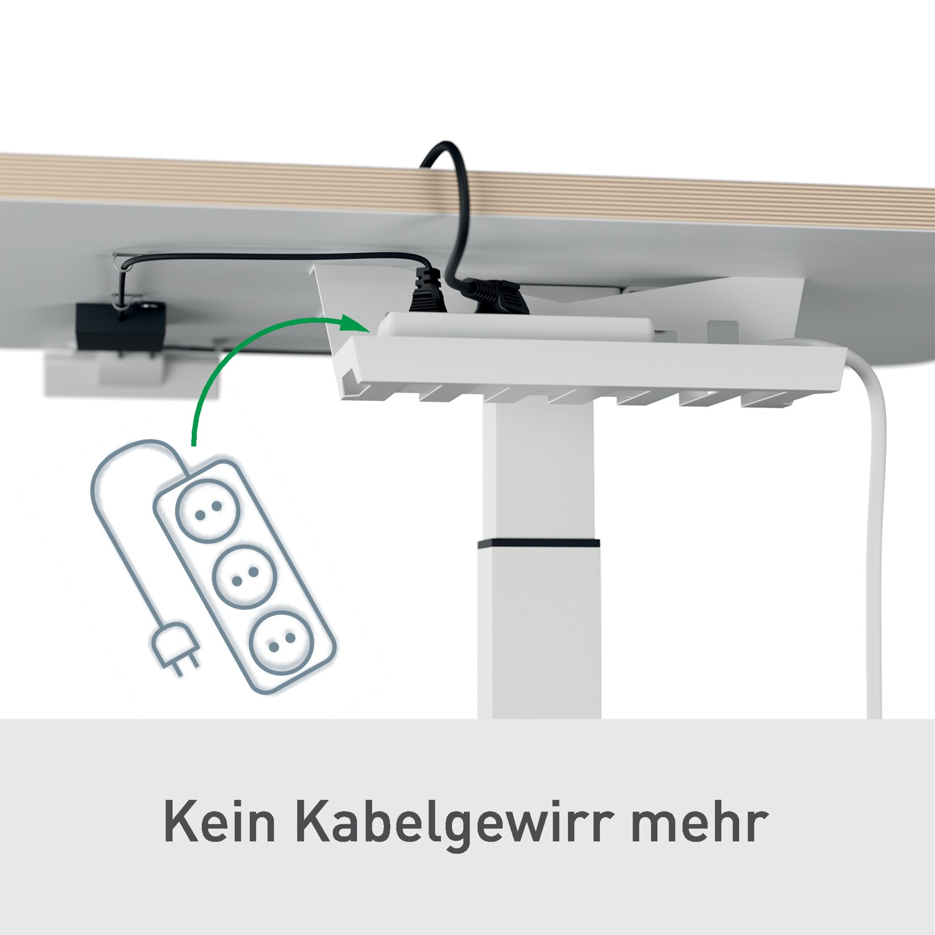 Kabelkanal, Steckdosenleiste, EU-Stecker, Tischgestell, Kabelmanagement