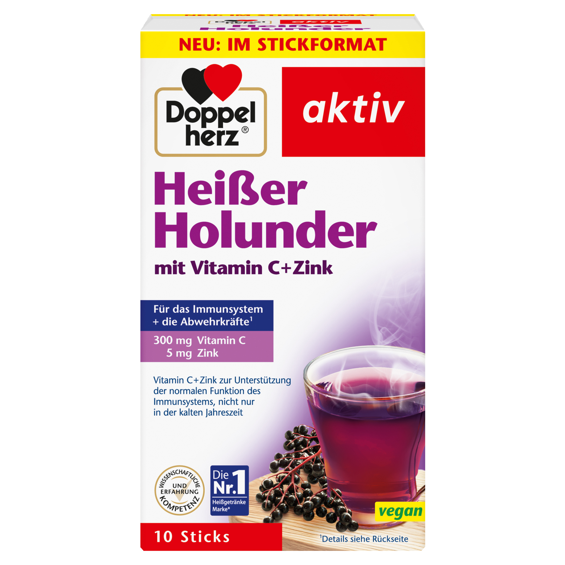 Vitamin C, Zink, Heißer Holunder, Immunstütze, Sticks, Heißer Holunder, Vitamin C, Zink, Immunstütze, Verpackung