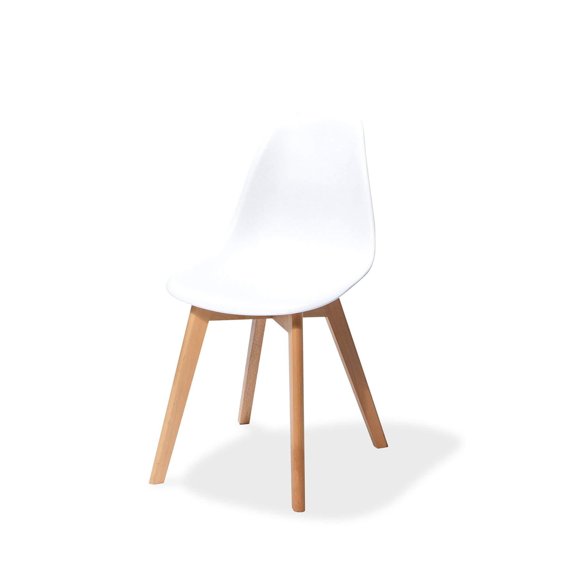 Stuhl, Küche, Holzbeine, weiße Sitzfläche, Esstischstuhl