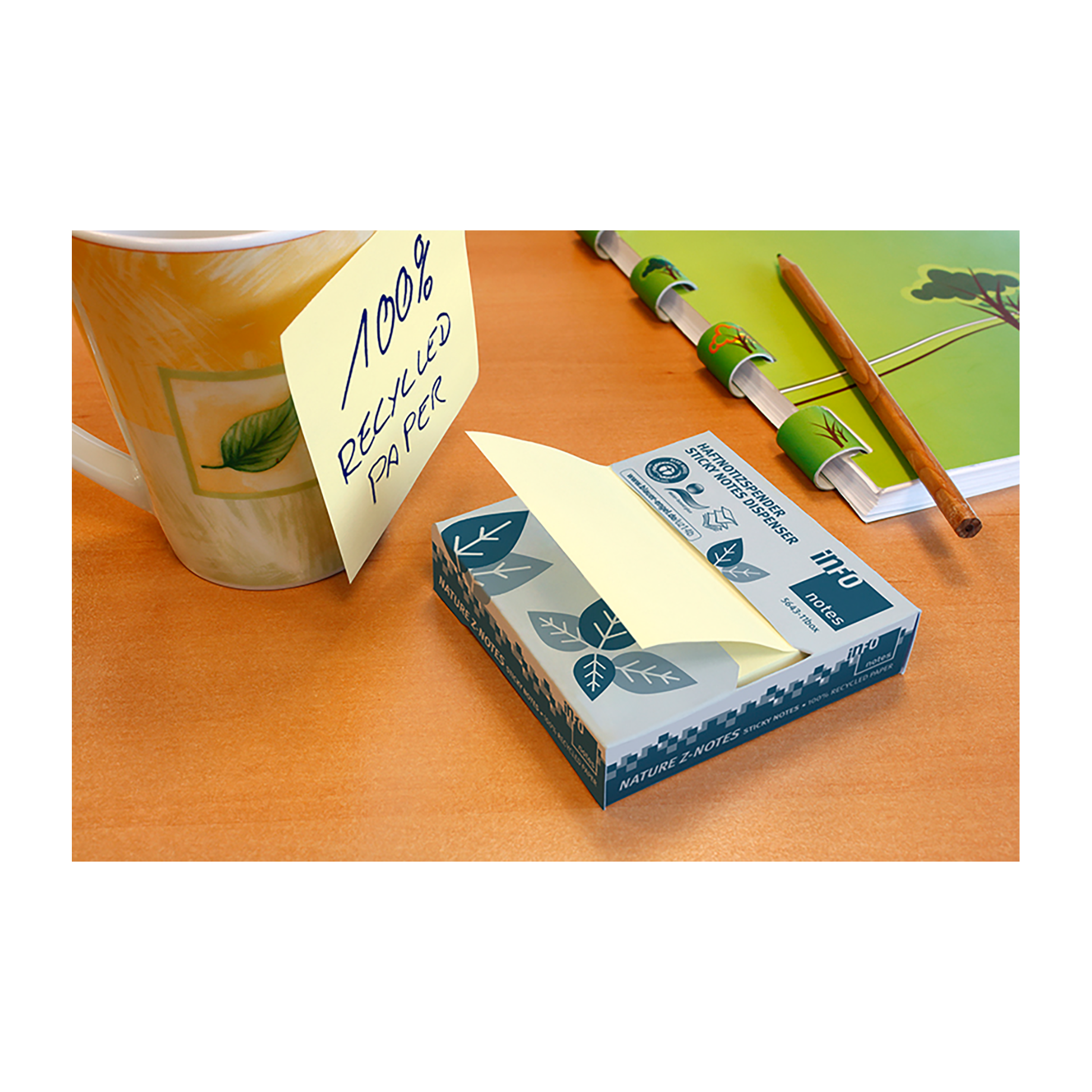 Haftnotiz Nature Z-Notes im Kartonspender