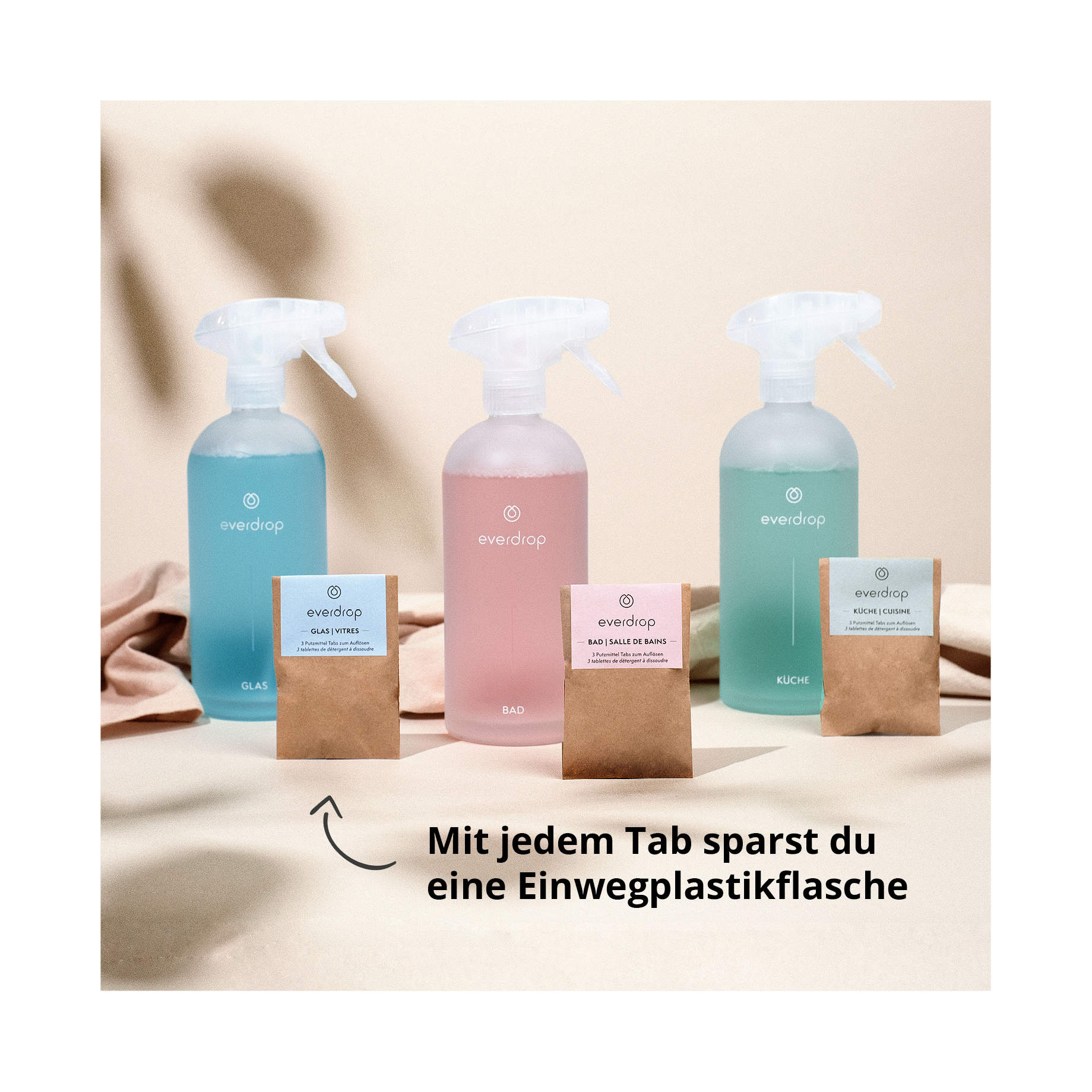Küchenreiniger, Glasflasche grün