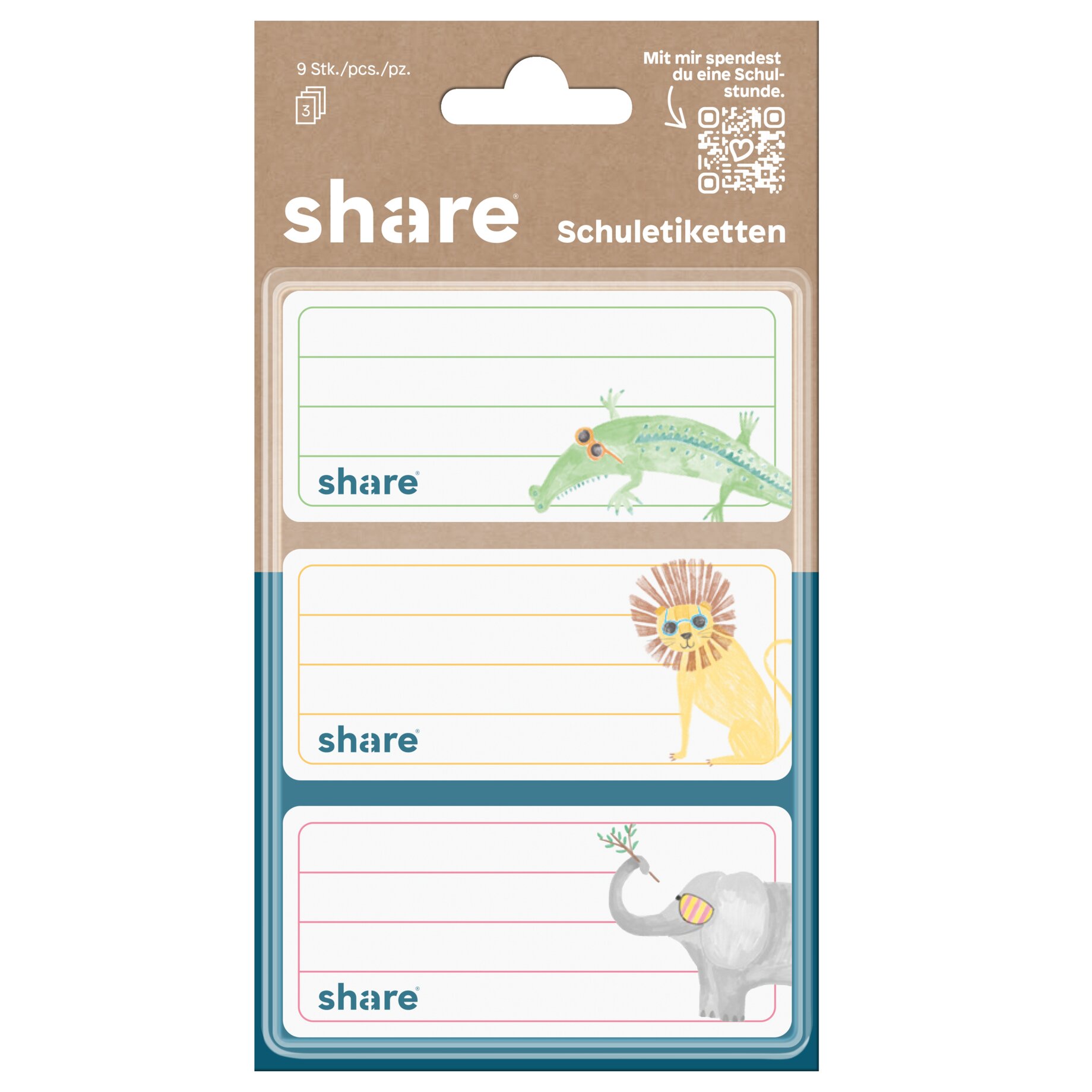 Schuletiketten, Schulbedarf, Tiermotive, Kartenetiketten, Klebeetiketten