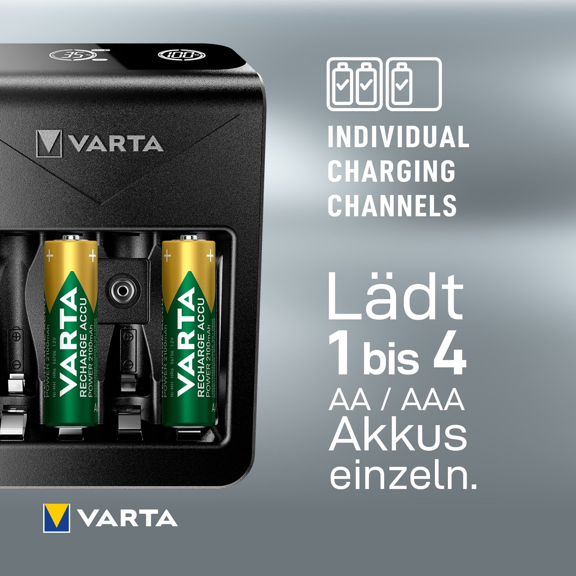 Varta Ladegerät LCD Plug Charger+ 4xAA 2.100mAh