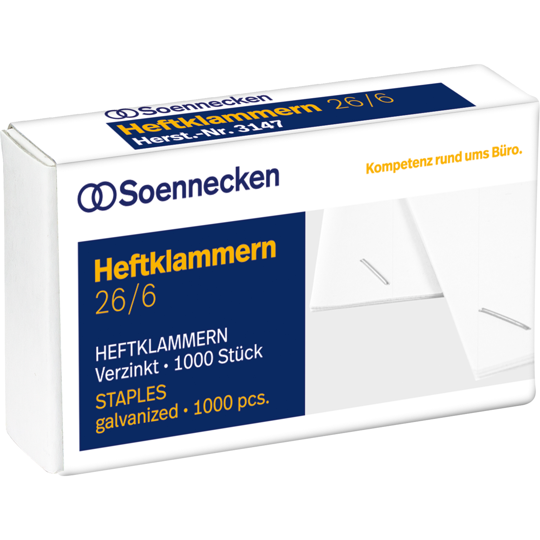 Soennecken Heftklammern 26/6 verzinkt 1.000 St./Pack.