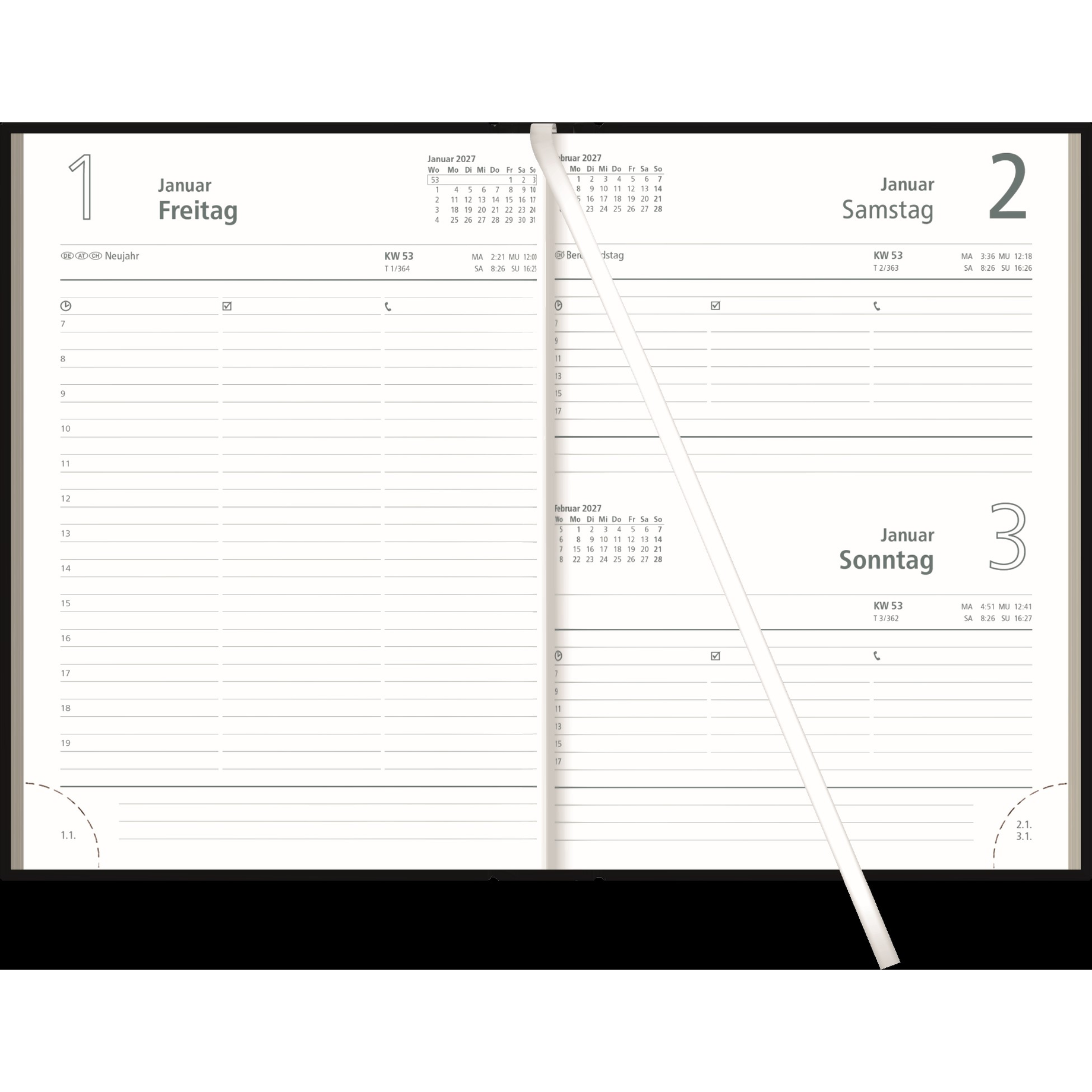 kalender, wochenplaner, doppelseitig, notizblock, stift