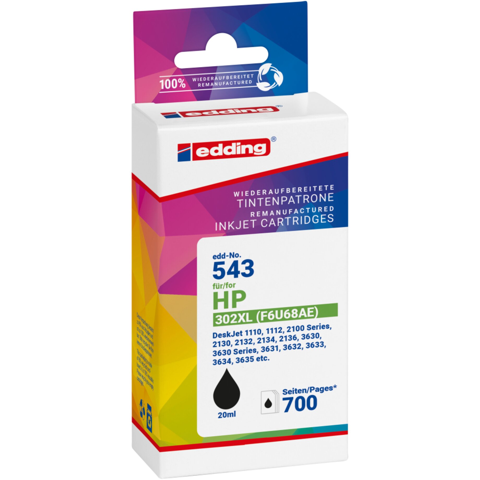 edding Tintenpatr wie HP 302XL F6U68AE sw