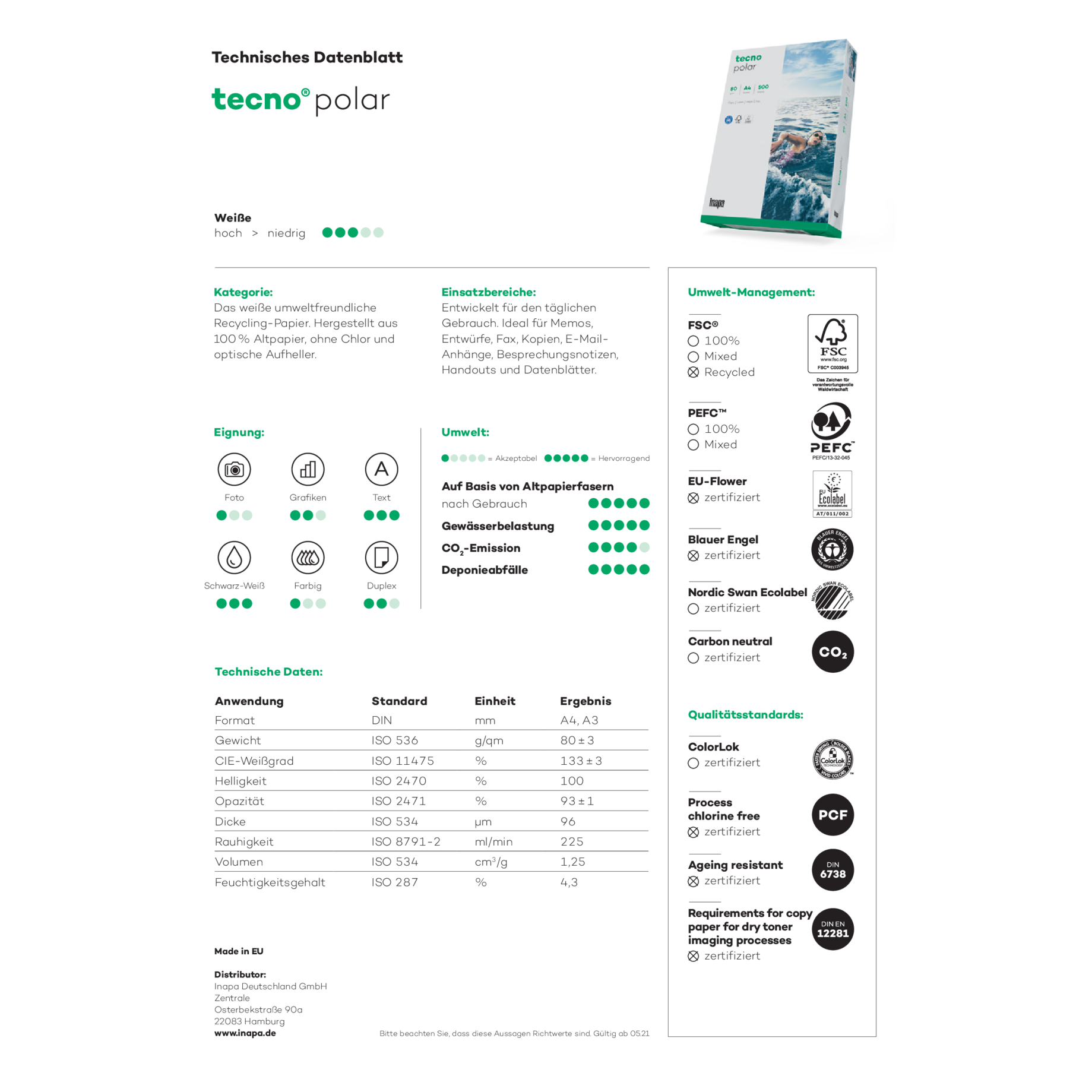 Recycling-Kopierpapier tecno® polar