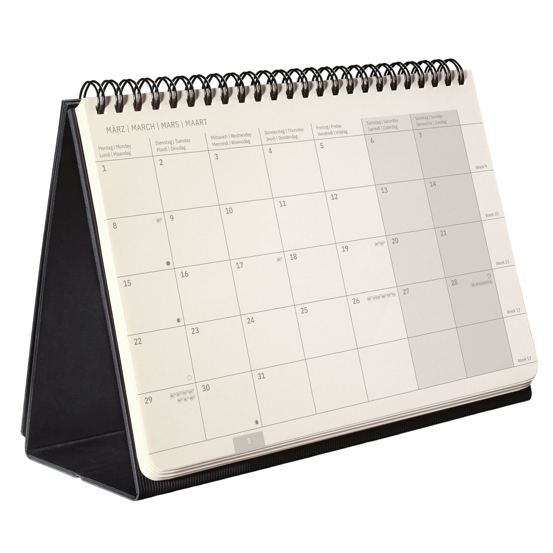 Tischkalender, Wandkalender, Spiralbindung, Monatskalender, Kalenderseite