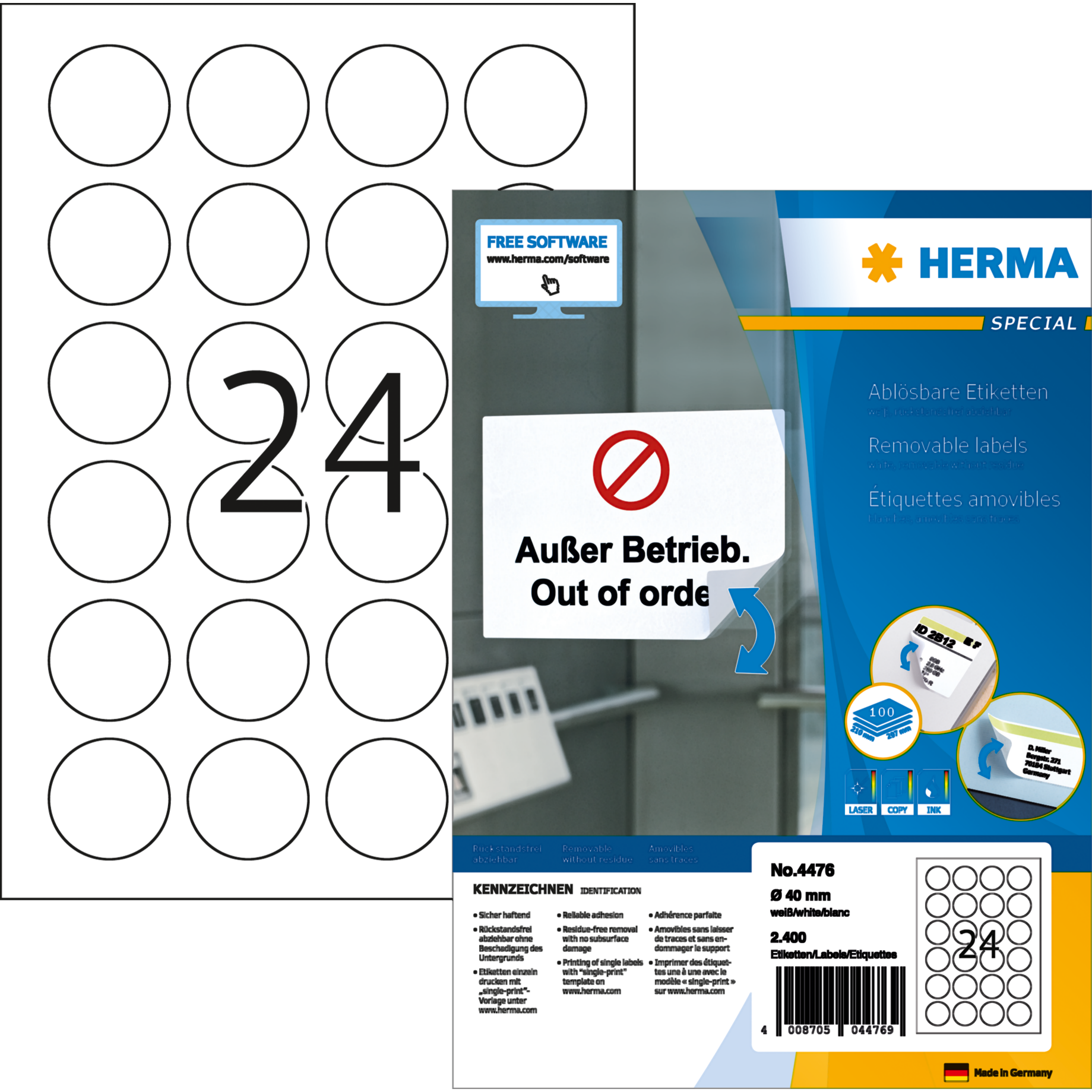 Universal-Etikett PREMIUM, rund, ablösbar, IM*, PG mit 100 BL