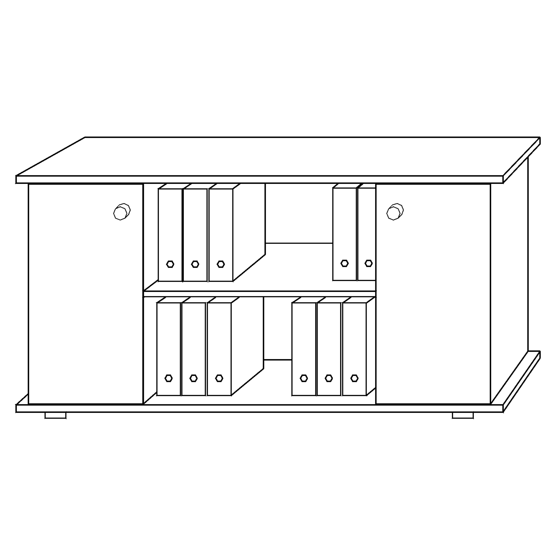 Sideboard 1780 mit schwebenden Türen