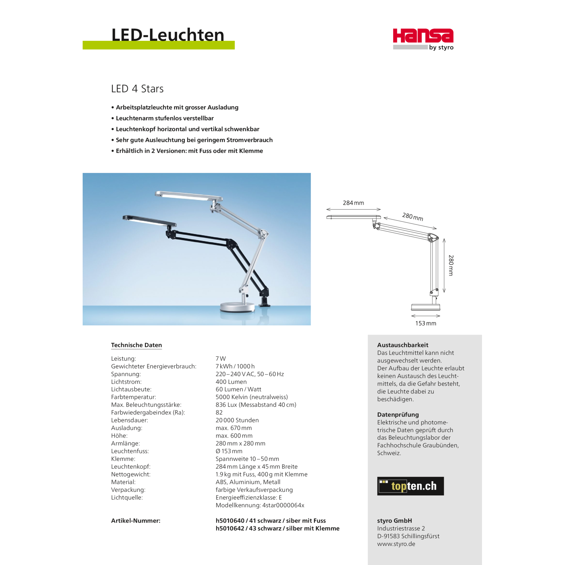 LED Tischleuchte 4 Stars