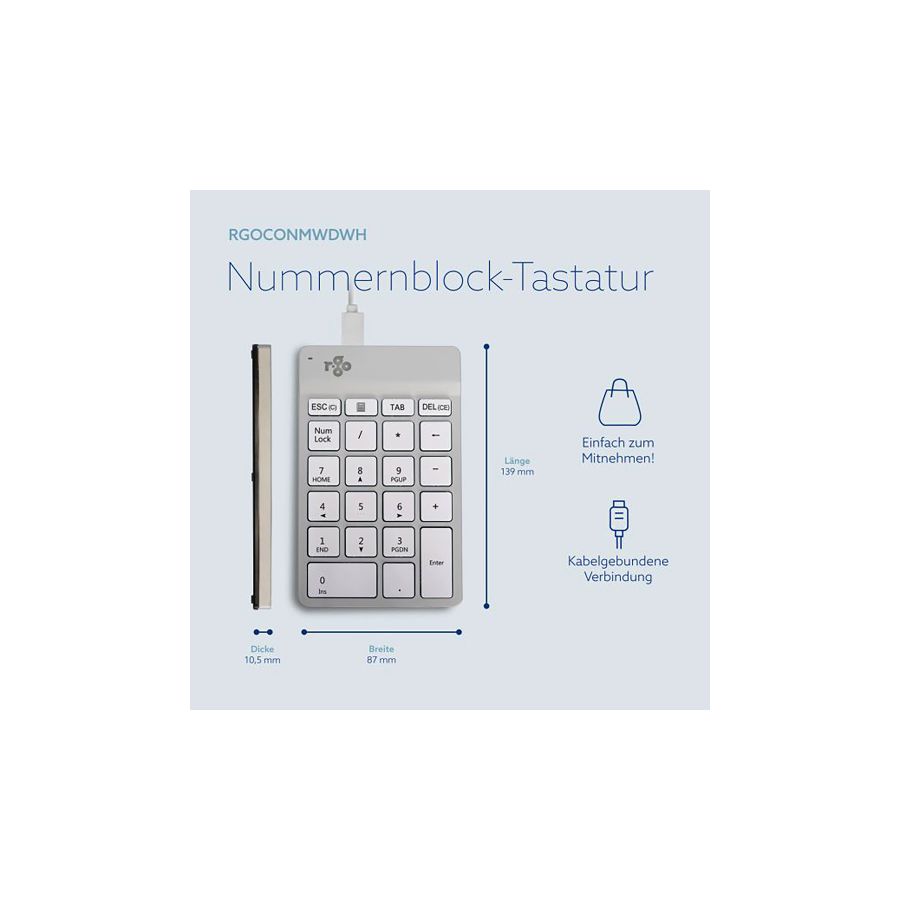 Tastatur Nummernblock R-Go Break, kabelgebunden