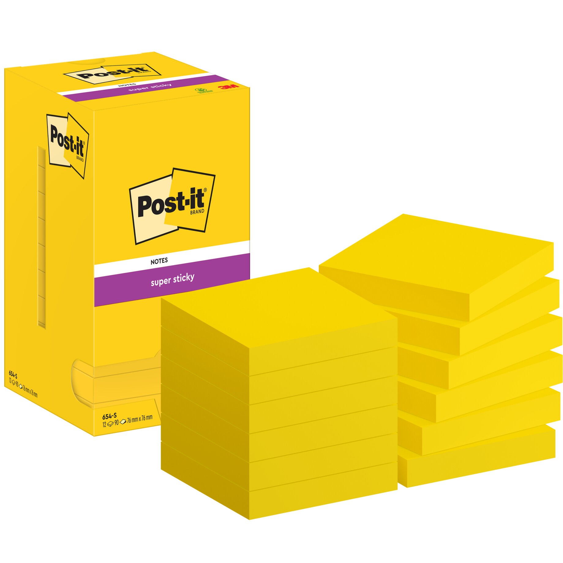 Post-it Haftnotiz Super Sticky 76x76mm ultr 12x90Bl