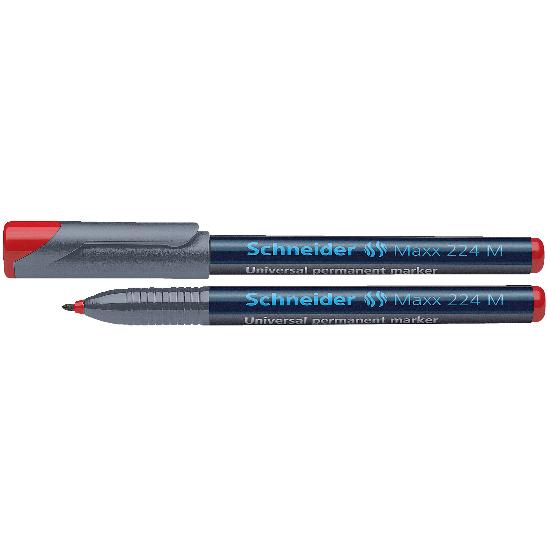 Marker, Permanent marker, Doppeltspitze, roter Deckel, blauer Körper
