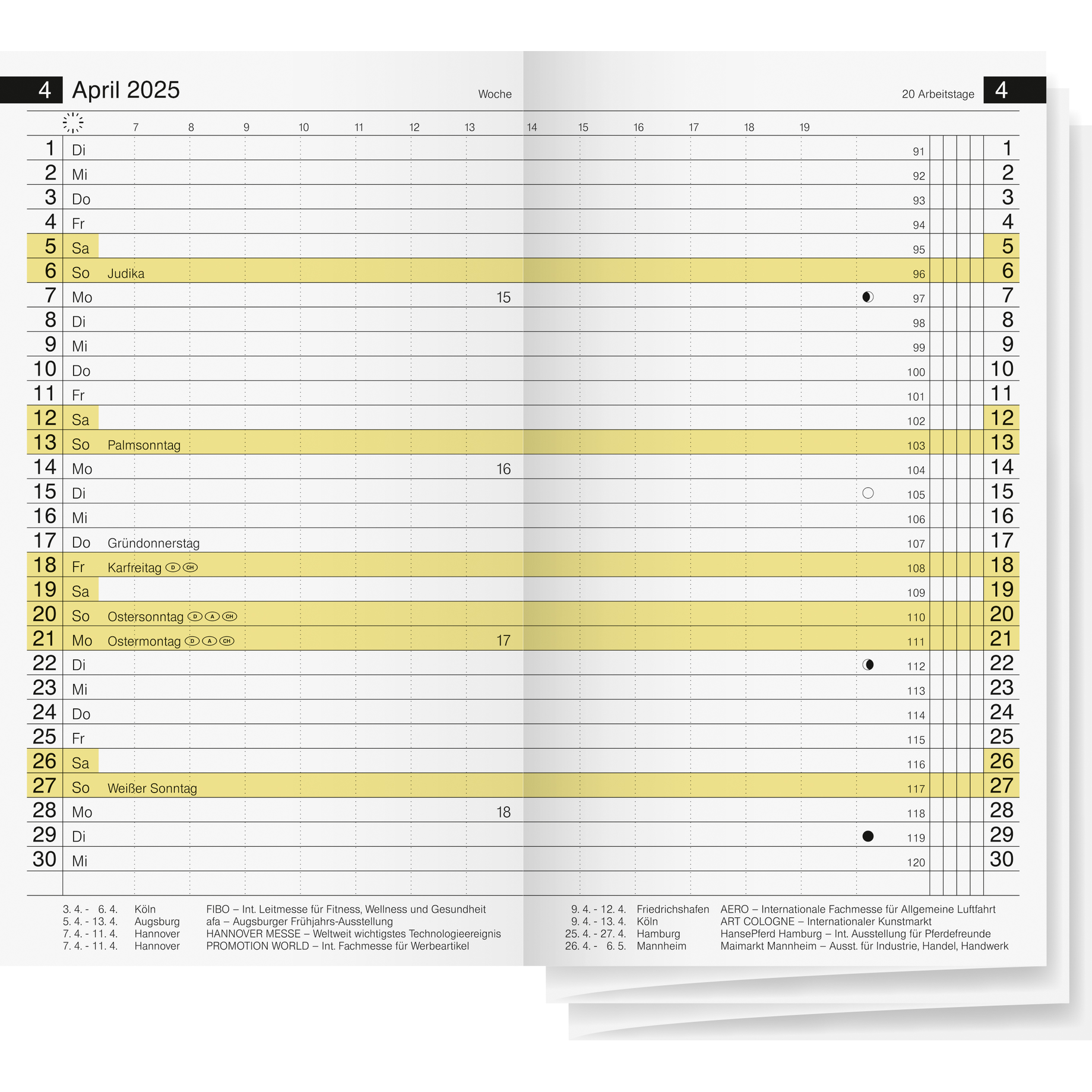 Ersatzkalender Miniplaner d 15