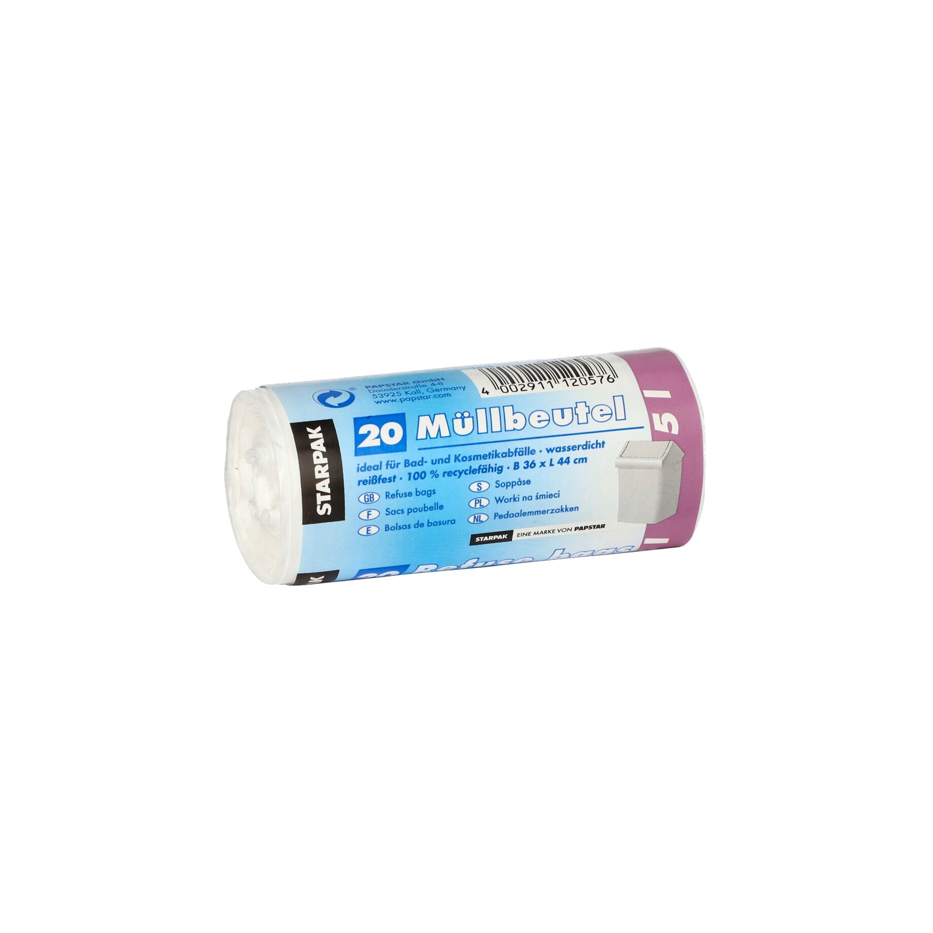 Papstar Müllbeutel 44x36cm 5l weiß 20 St./Pack.