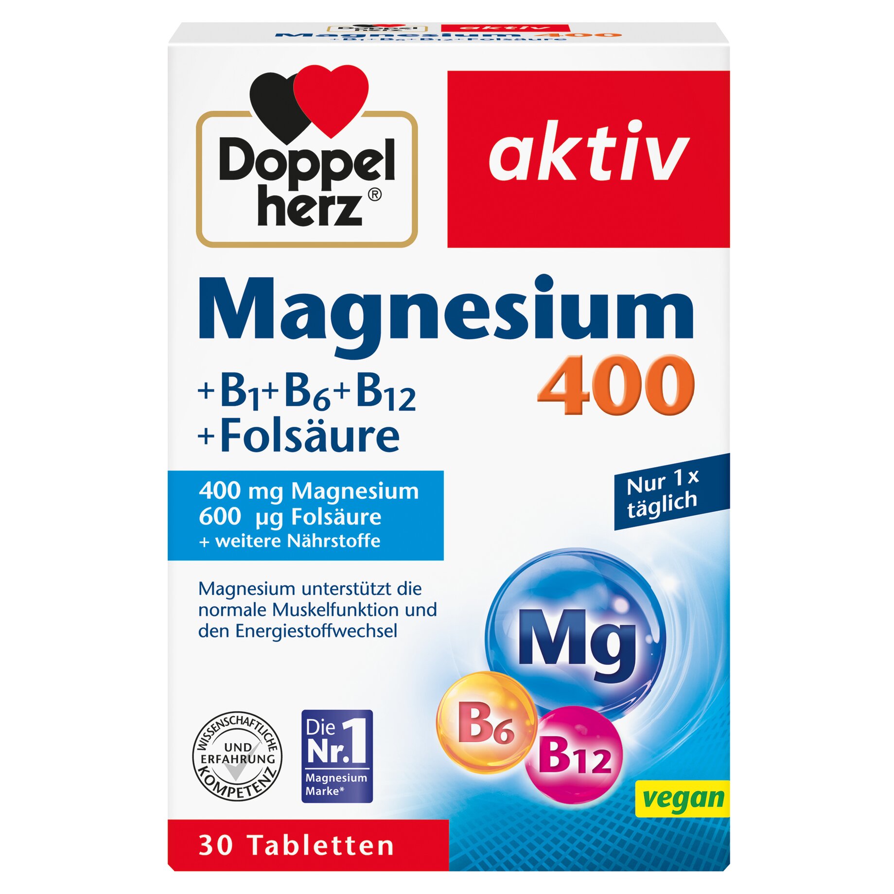 Doppelherz Magnesium 400 +B1 +B6 +B12 +Folsäure 30St