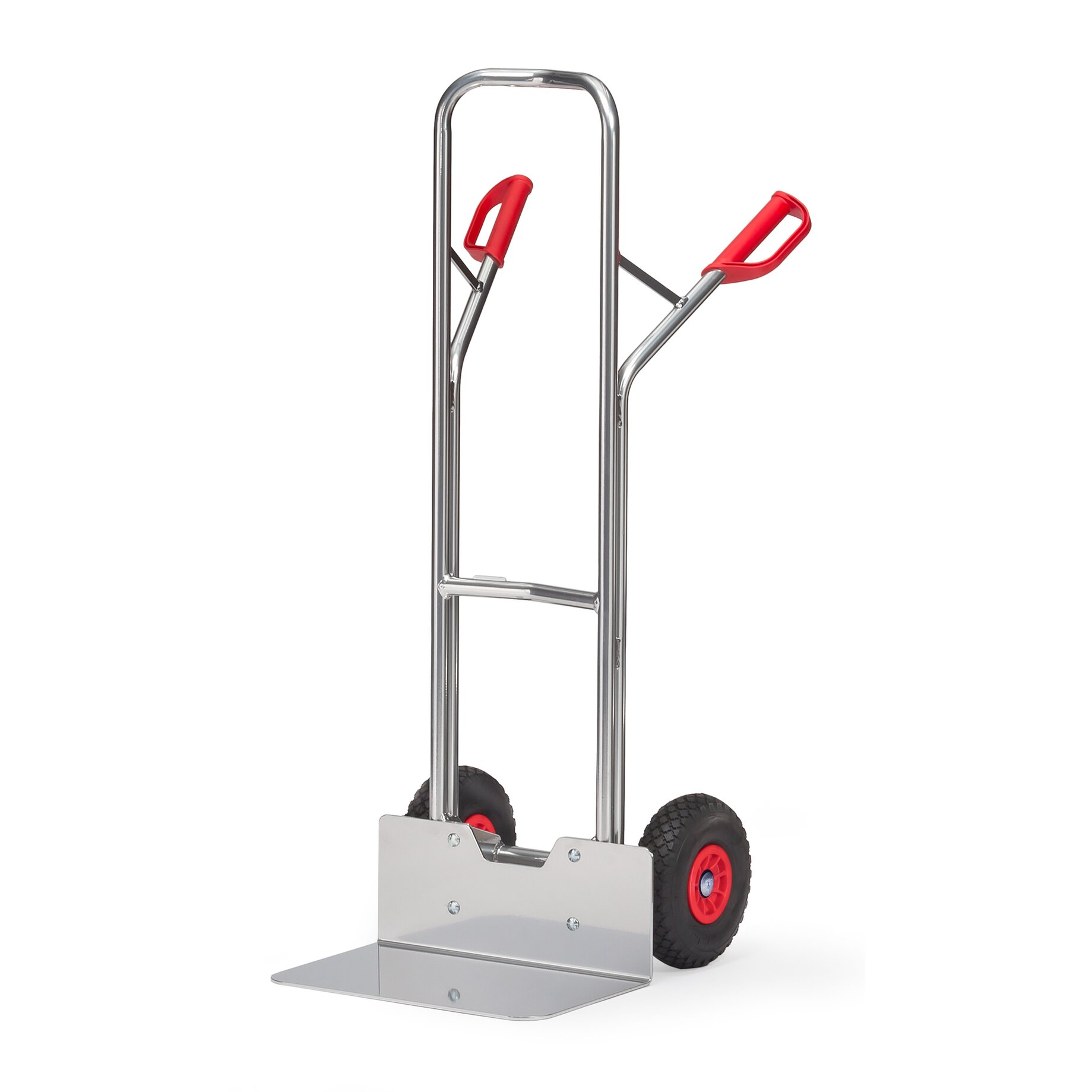 Handwagen, Dolly, Stahlrahmen, rote Griffe, zwei Räder, Handwagen, Dolly, Stahlrahmen, rote Griffe, zwei Räder