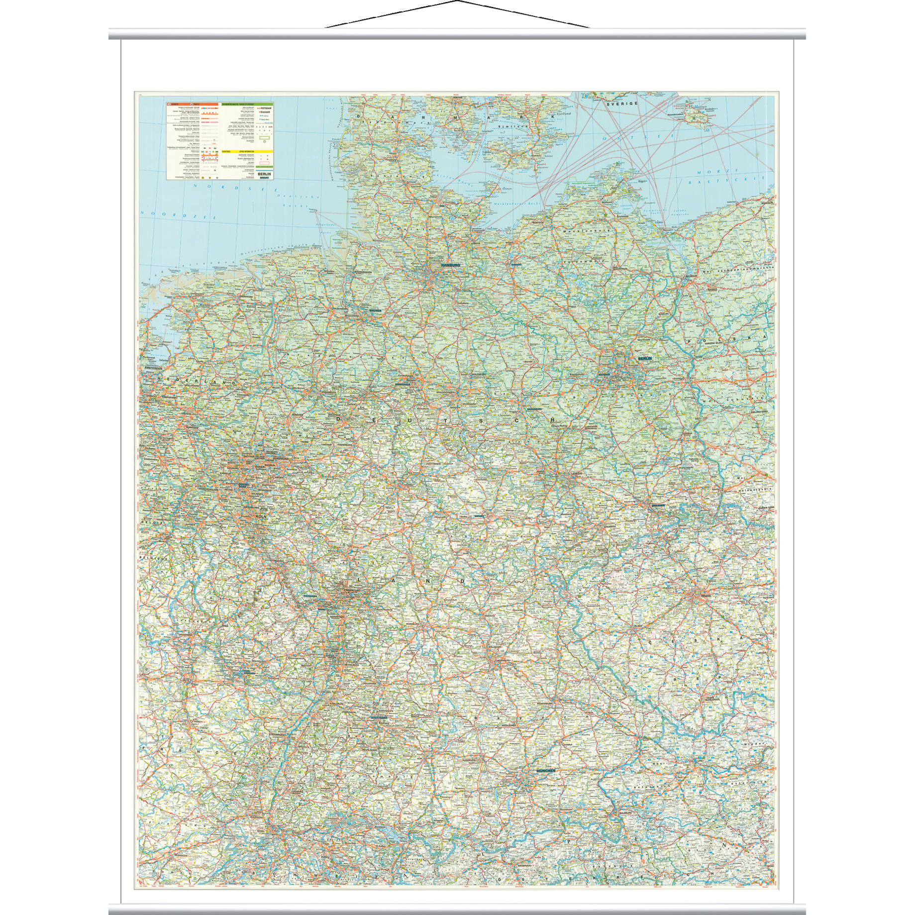 Franken Kartentafel Straßen 137x97cm 1:750.000