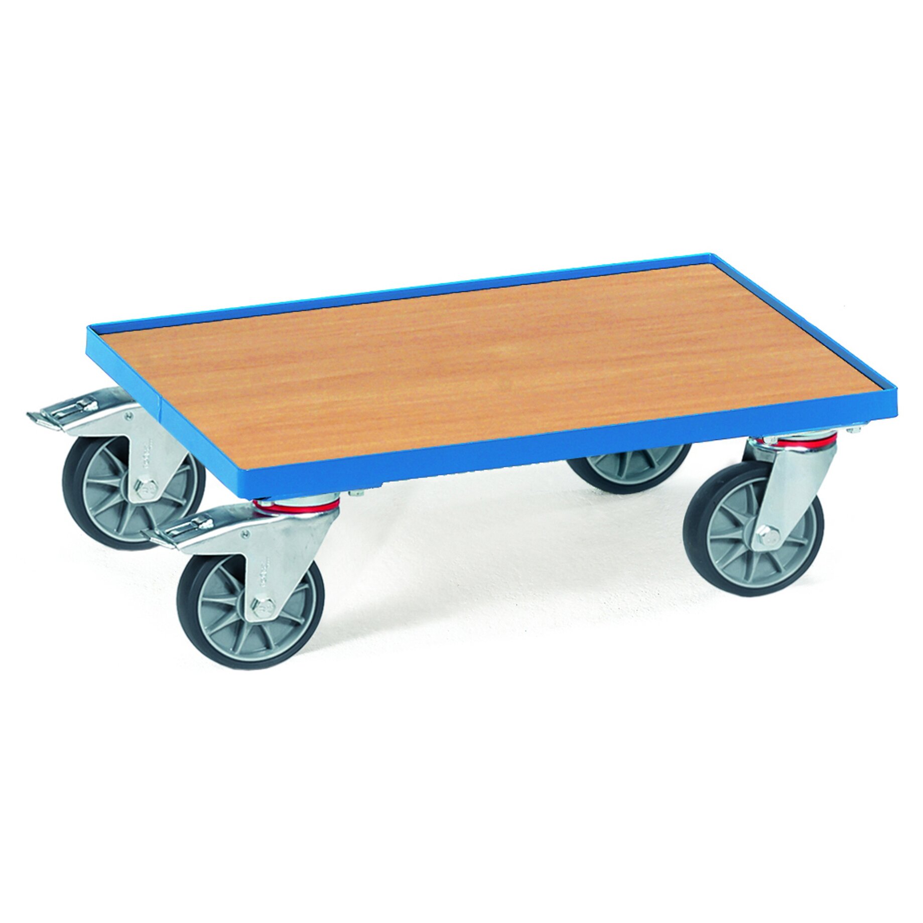 Rollwagen, Transportwagen, Vierfachrollen, Holzplatte, Metall-Blau, Rollwagen, Plattformwagen, Holzplatte, Gummirollen, Schwerlast