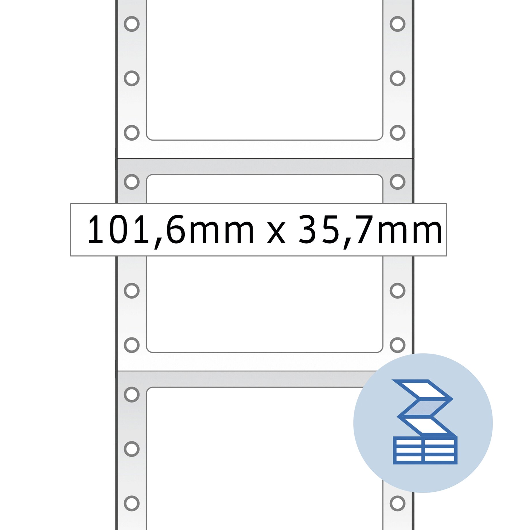 Computeretiketten, endlos, ohne Perforation, 1 Bahn