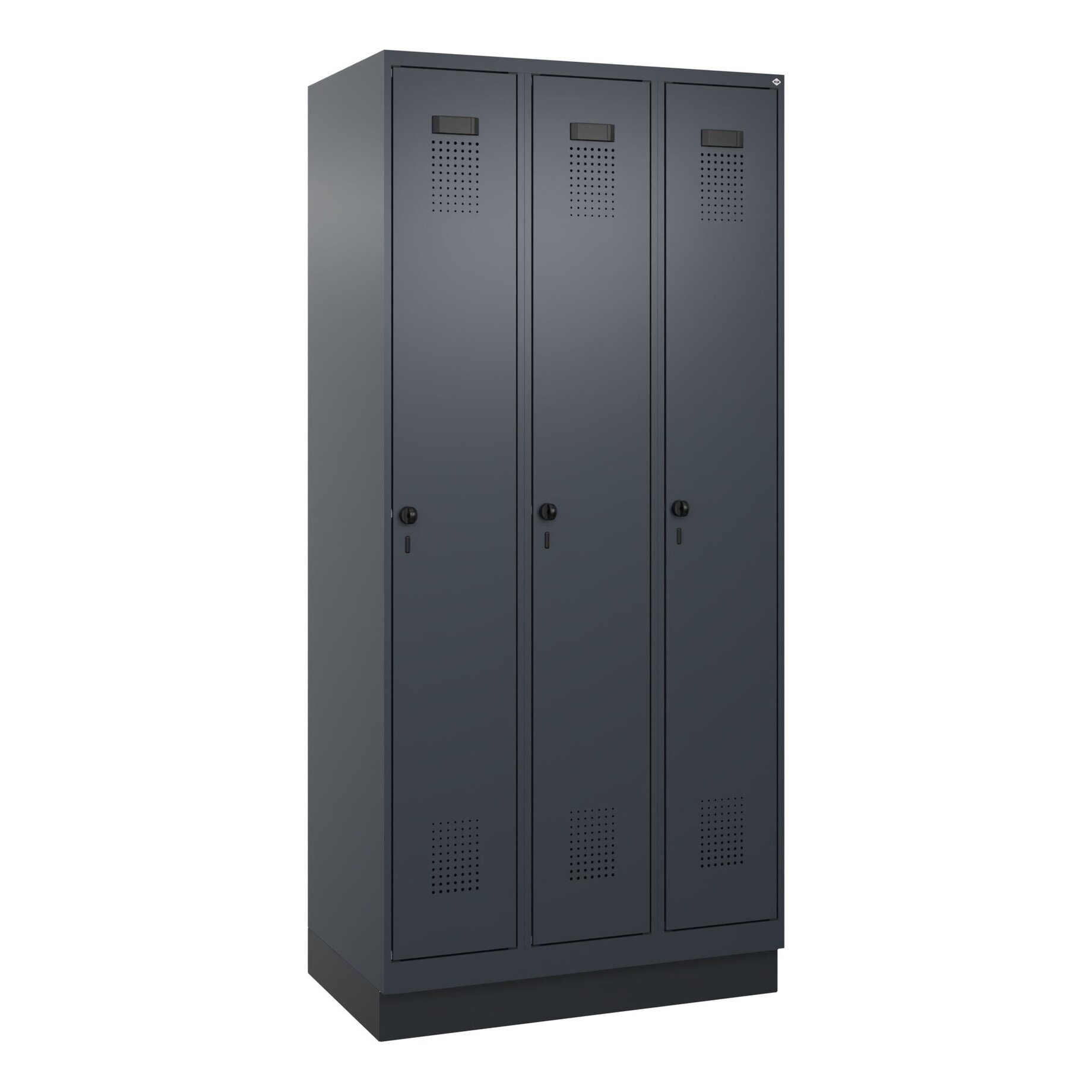 Schließfach, Spind, Stahl, Grau, 3-türig, Schließfach, Schrank, Dreifach-Tür, Metall, Grau