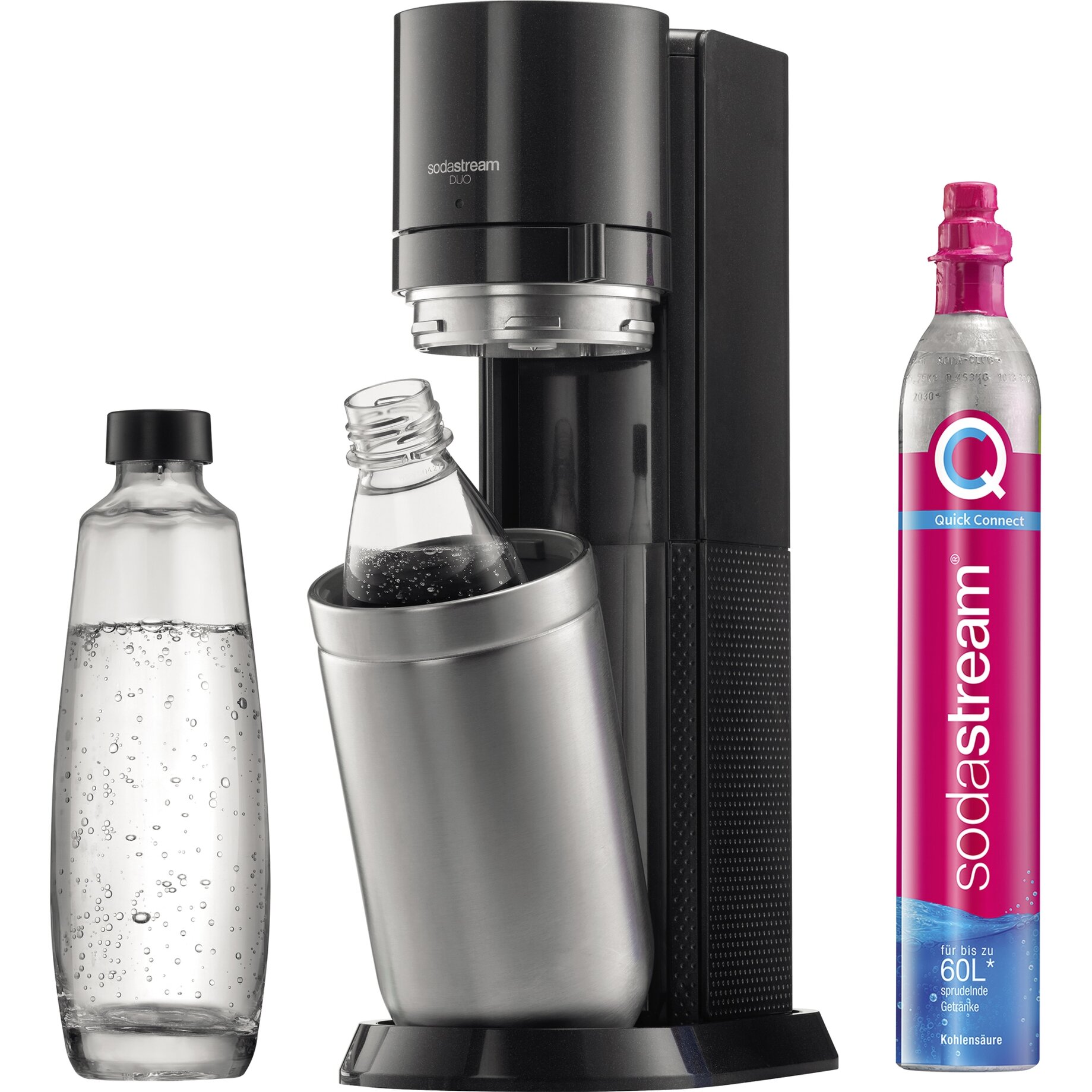 Kaffeevollautomat, Trinkflasche, SodaStream, CO2-Kartusche, Glasflasche