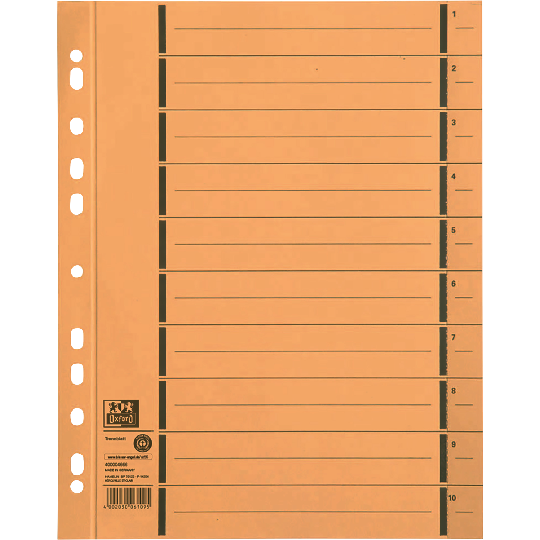 Trennblatt mit Perforation