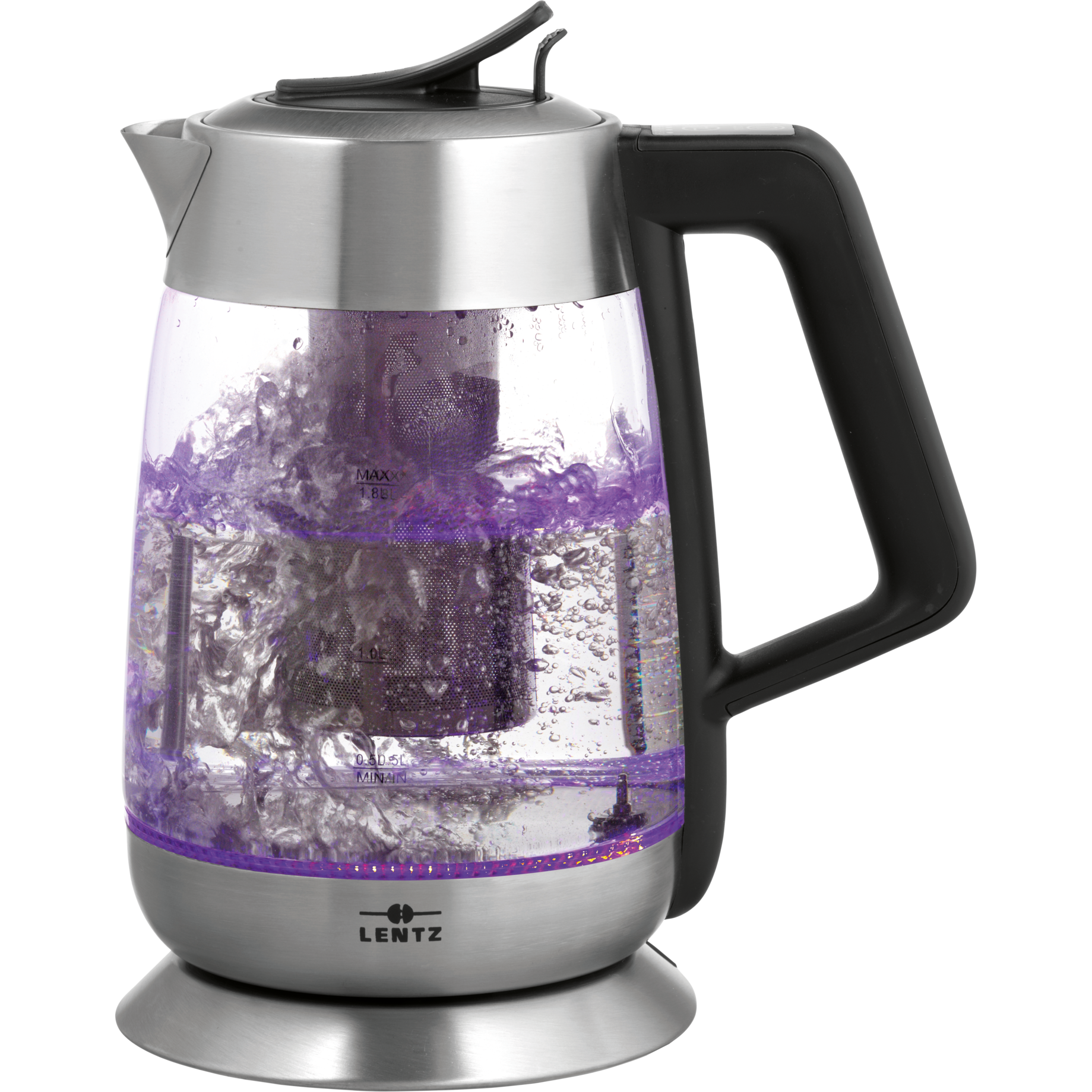 Glas-Wasserkocher mit Teesieb und Temperaturwahl, 1,8 l