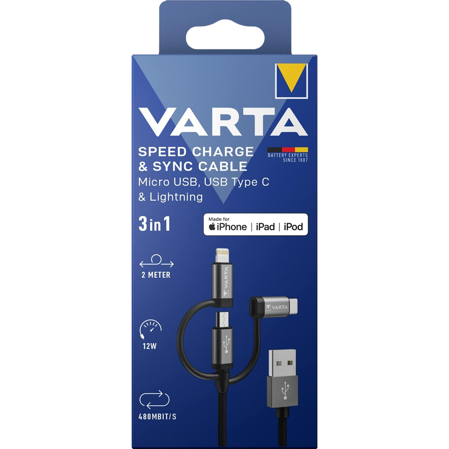 Kabel USB-A/Micro/C/Lightning 3in1