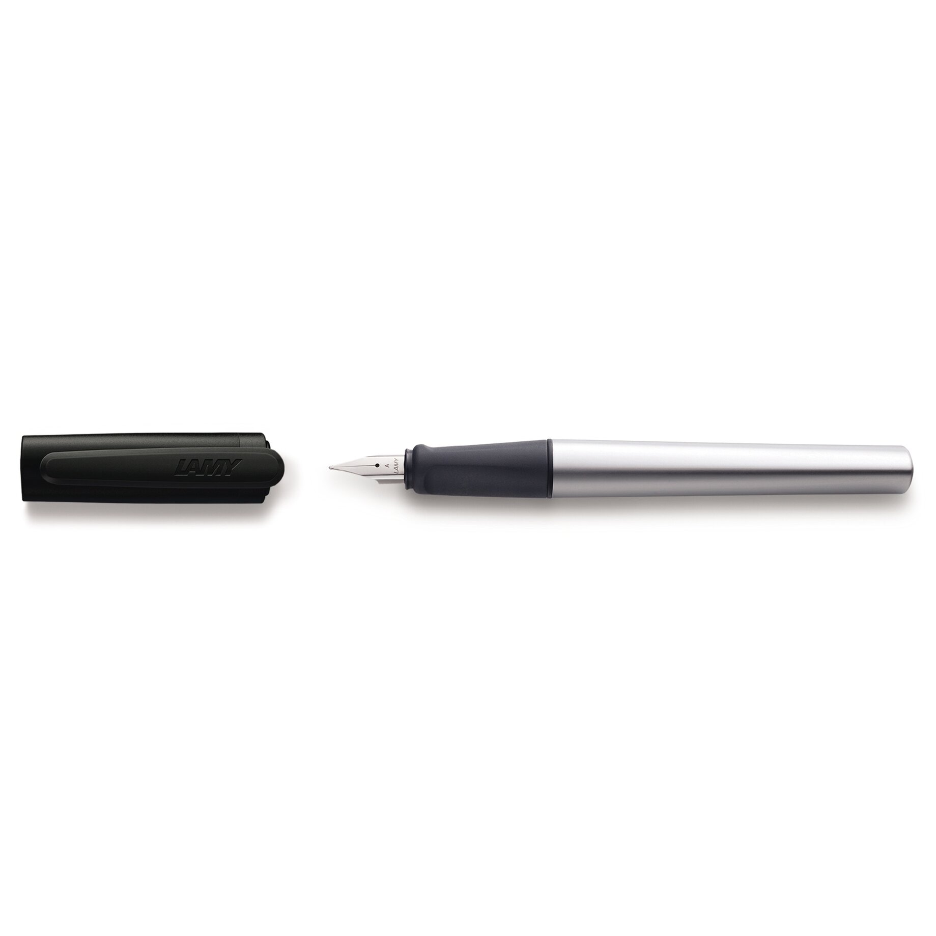 Fountain pen, Nib, Metal body, Cap, Plastic grip