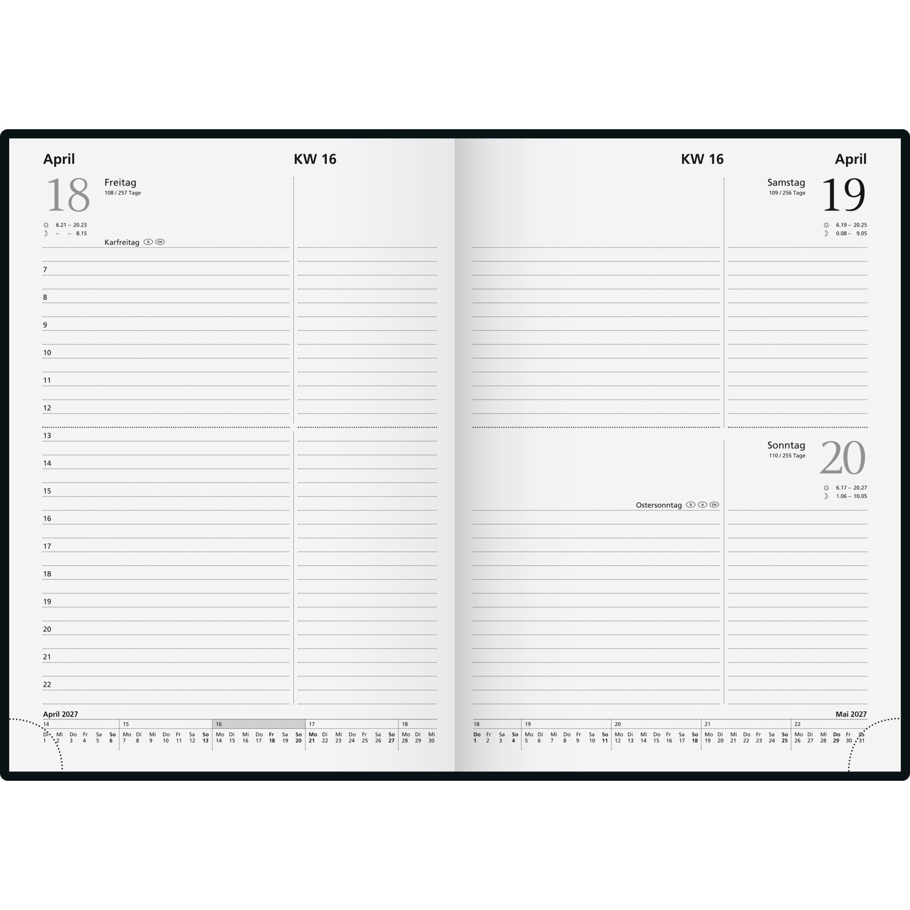 Kalender, Tagebuch, Doppelseite, Woche, Layout