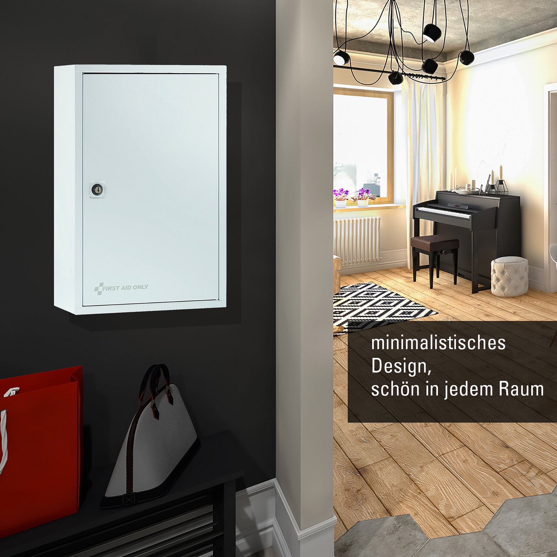 Erste-Hilfe-Schrank, gefüllt nach DIN 13169