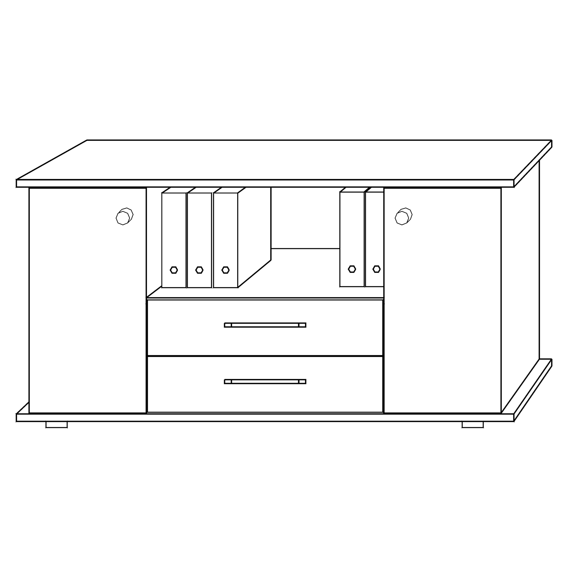 Sideboard Regal mit 2 Schüben und Türen