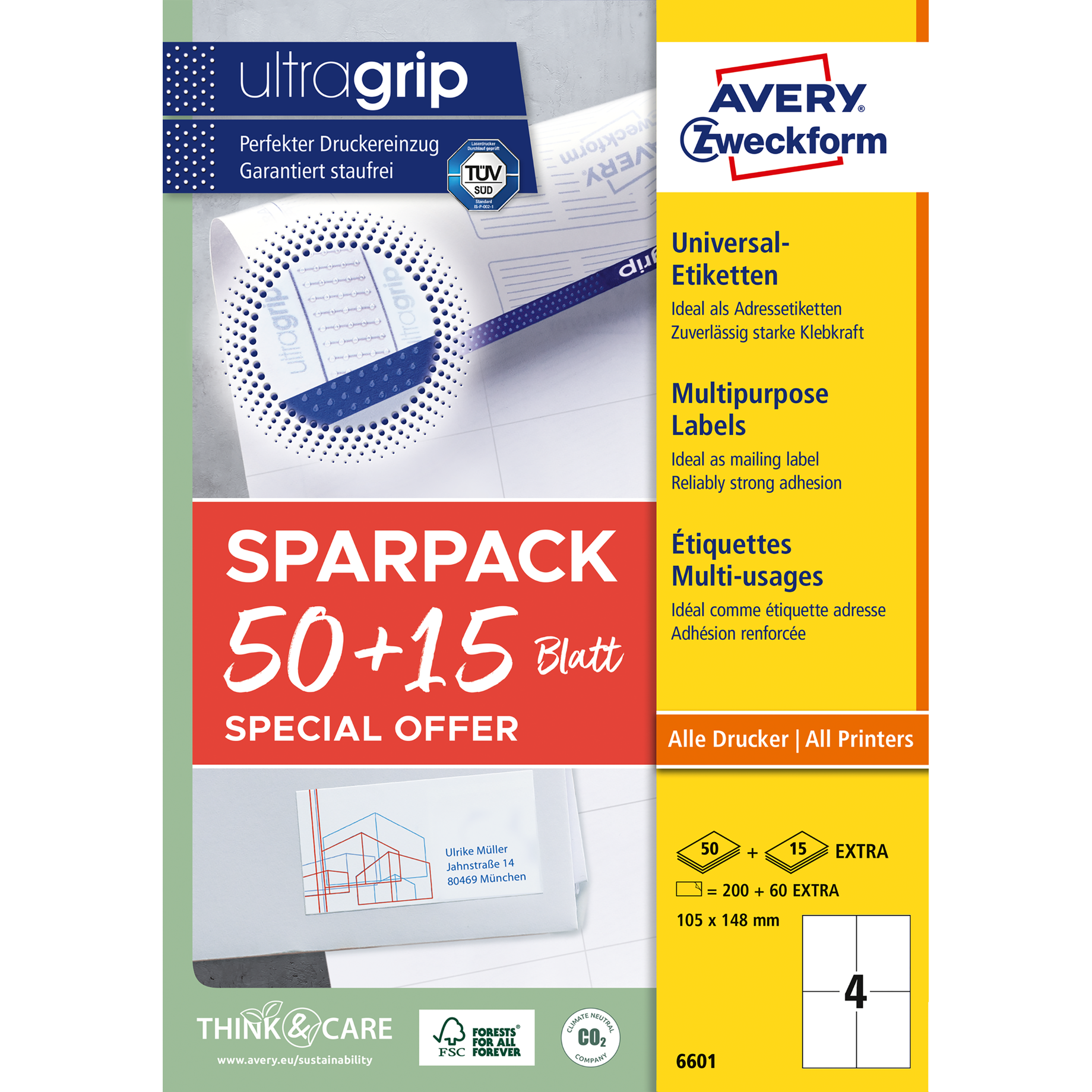 Universal Etikett 50 + 15 Blatt