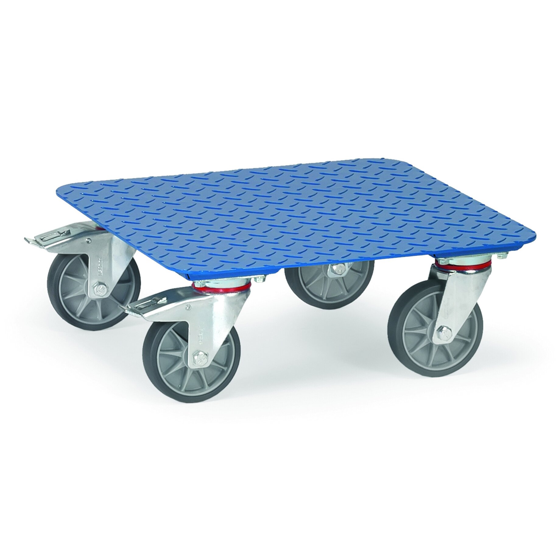 Rollwagen, Universitätswagen, Plattform mit Rädern, Metallrahmen, blaues Platte/Platte, wagenroller, rollenwagen, metallrahmen, blaue platte, räder