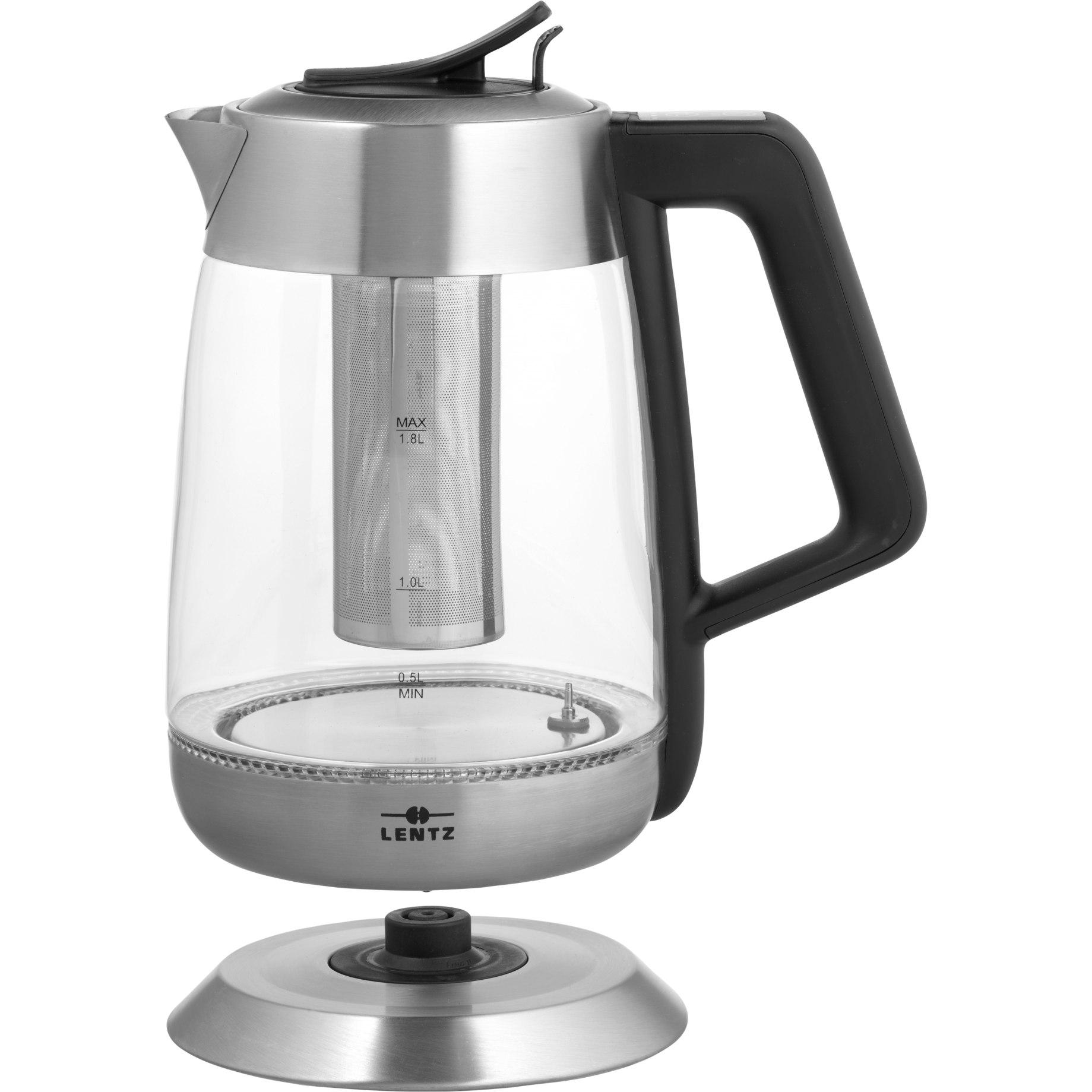 Glas-Wasserkocher mit Teesieb und Temperaturwahl, 1,8 l
